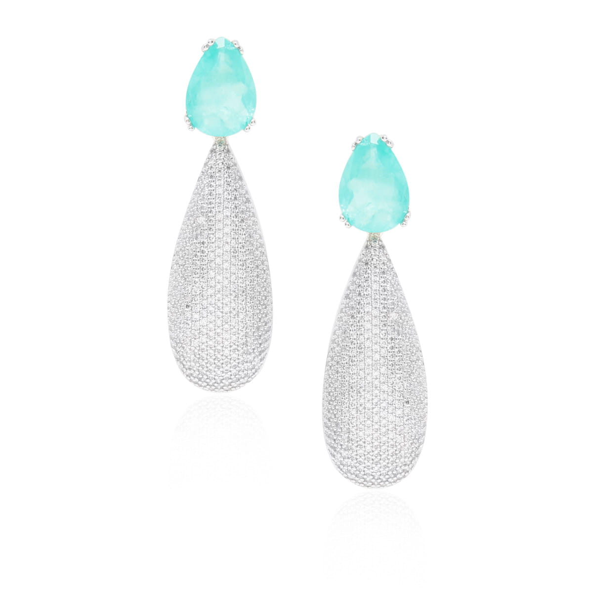 Brinco Duas Gotas Cravejado Turmalina