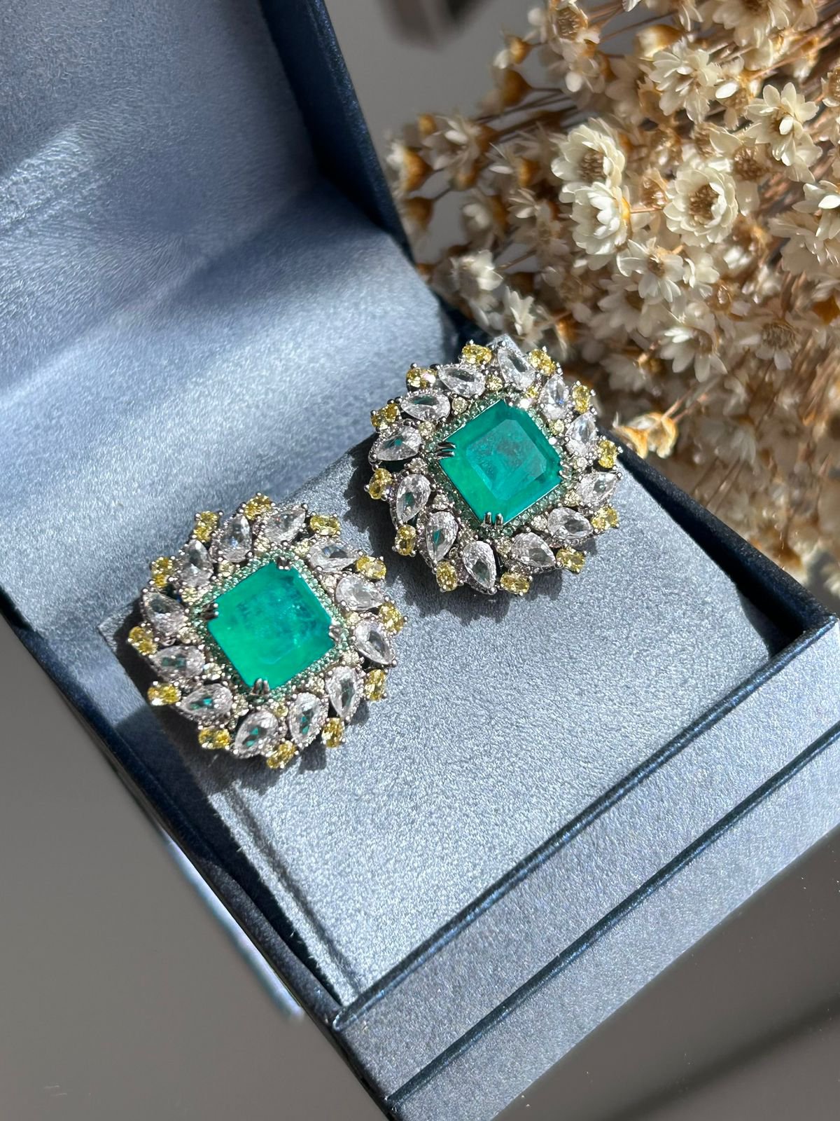 Conjunto Brinco E Anel Turmalina com Detalhes Fancy Yellow