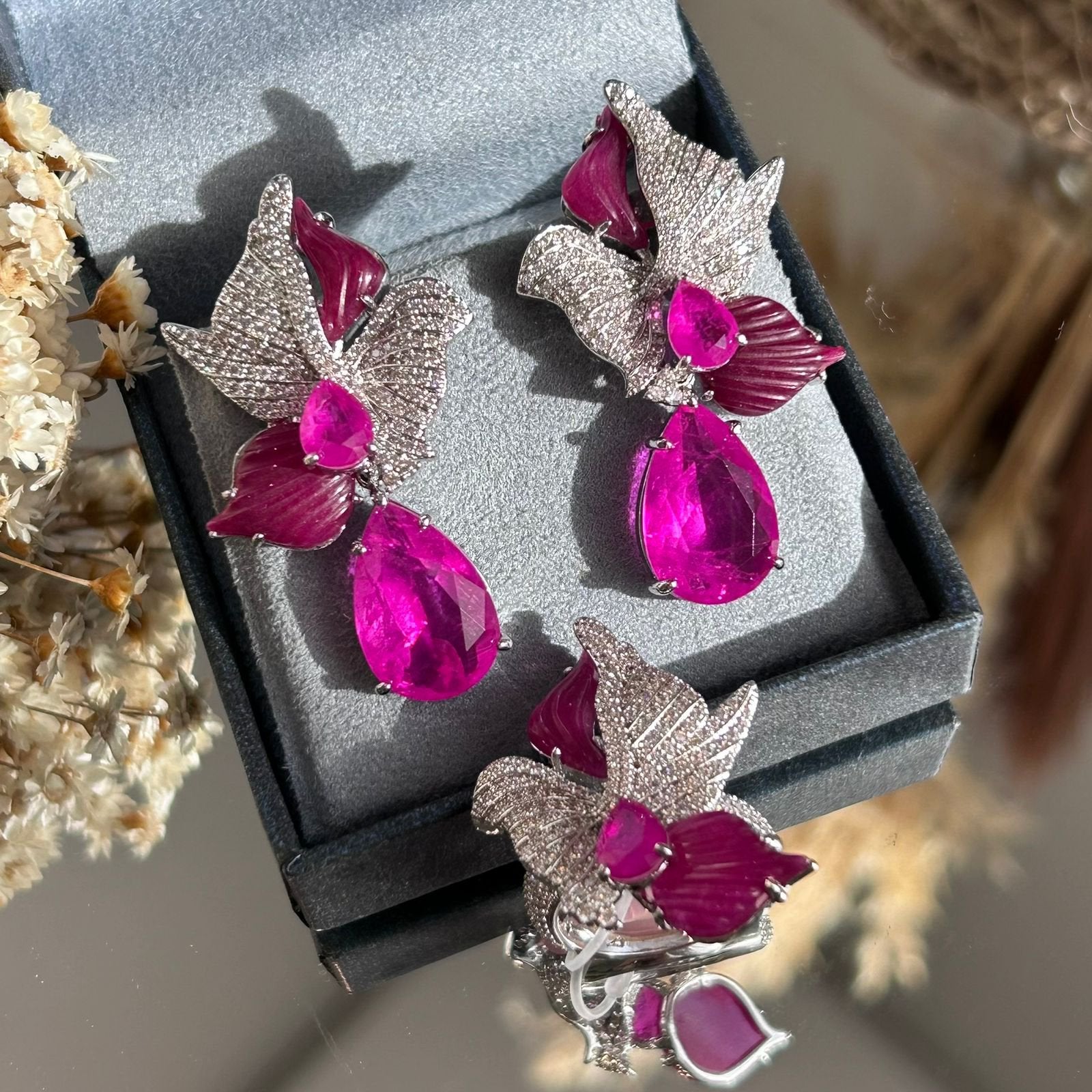 Conjunto Brinco e Colar Lorena Pink