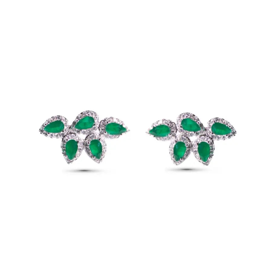 Brinco EarCuff Gotas Verde Esmeralda