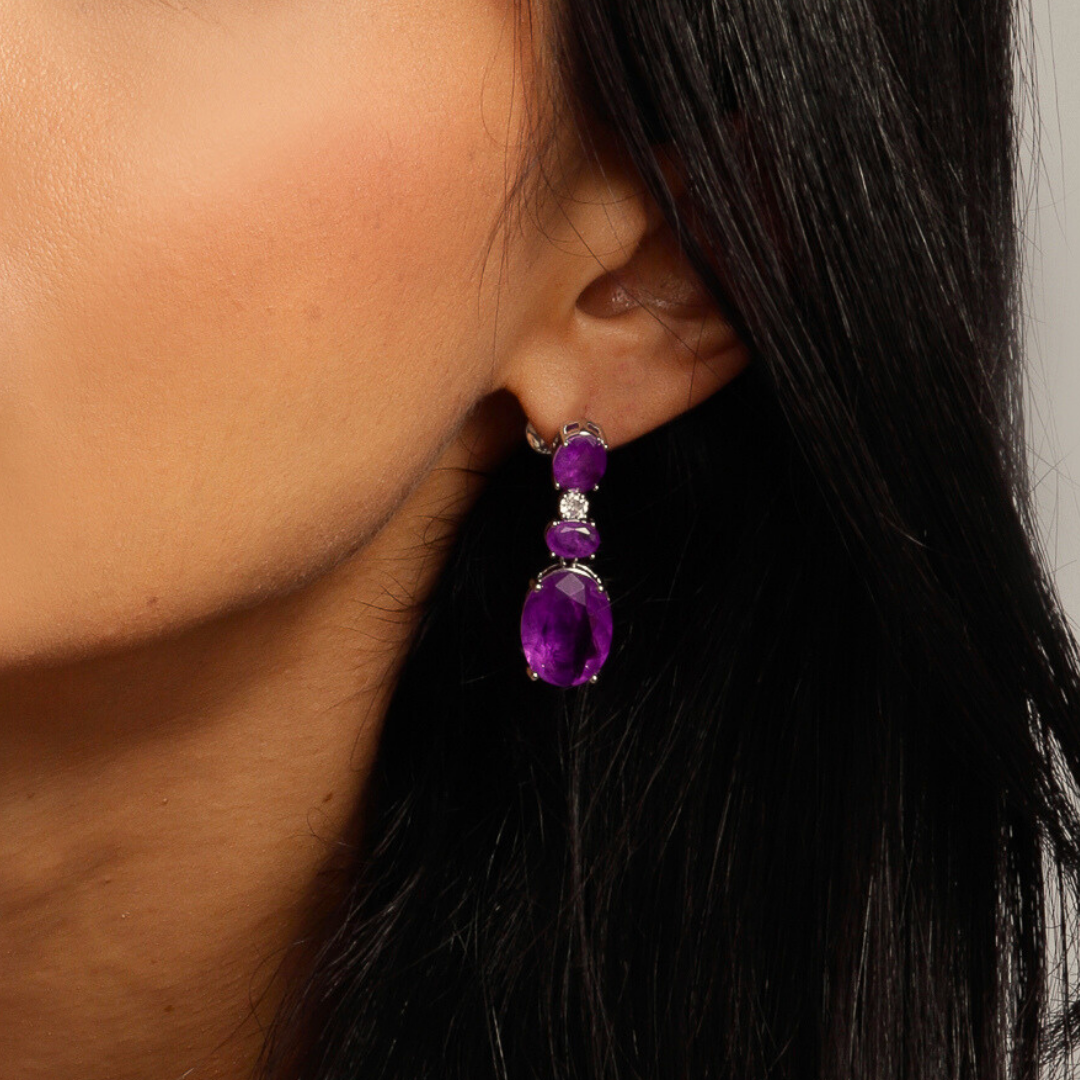 Brinco Pedras Ovais Ultra Violet