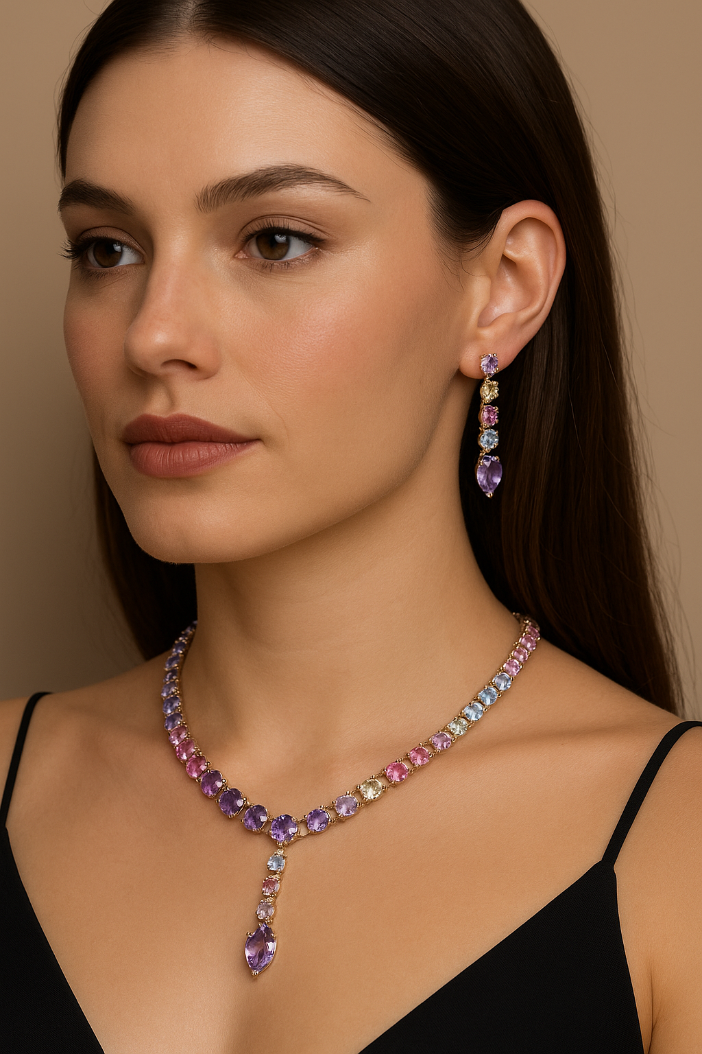 Conjunto Brinco e Colar Gravata Candy Collors