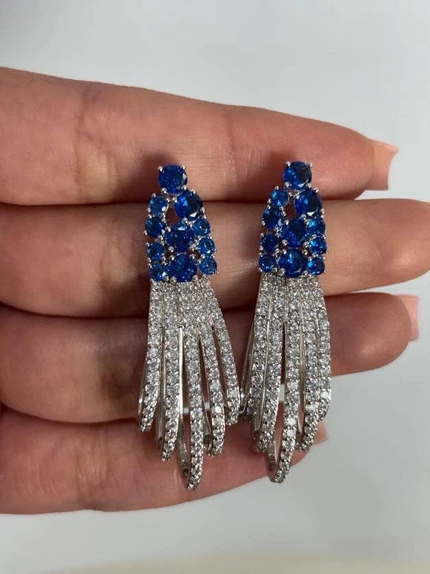 Brinco Cachos Azul Safira