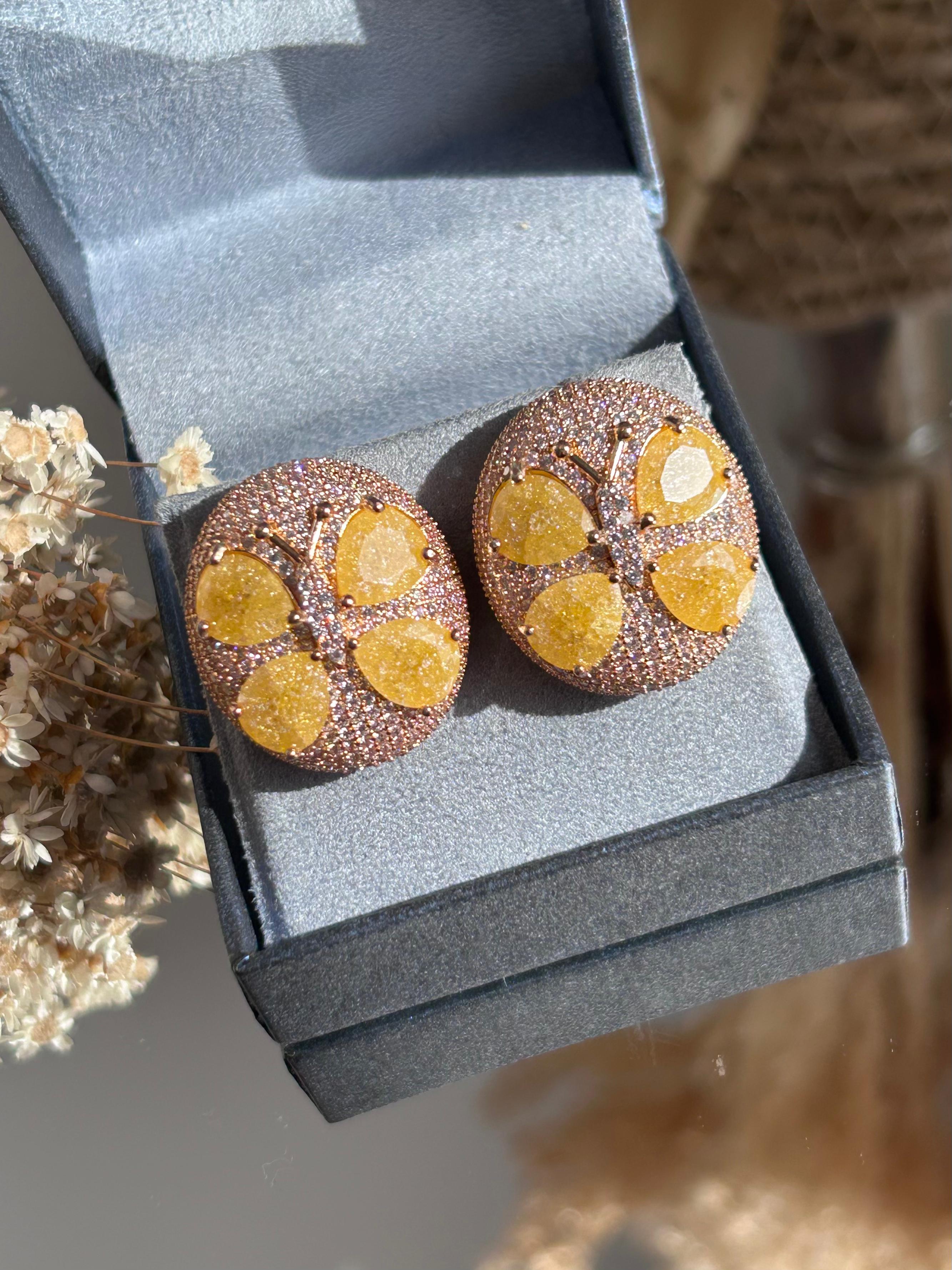 Conjunto Anel e Brinco Libélula Yellow Fancy