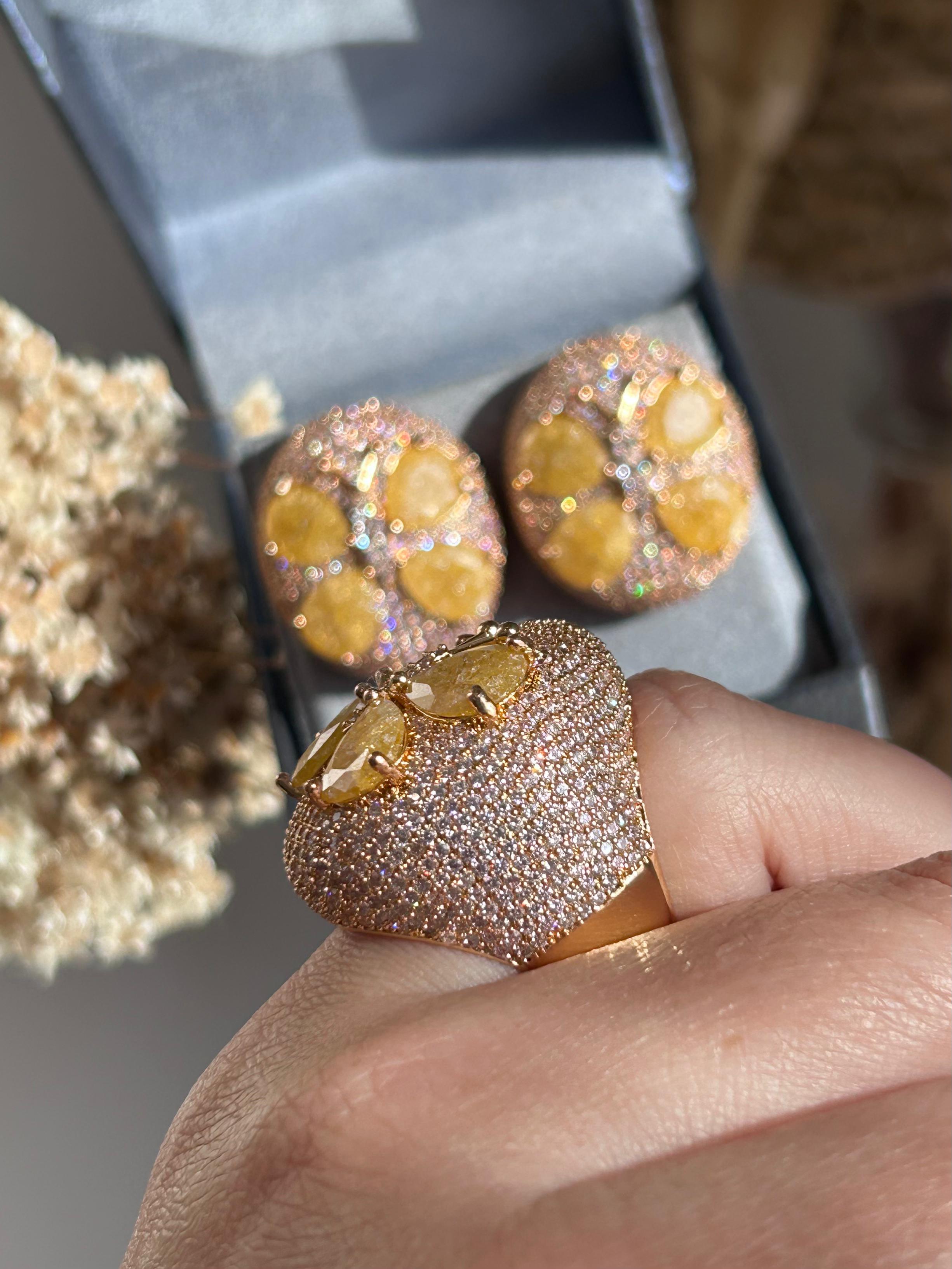 Conjunto Anel e Brinco Libélula Yellow Fancy