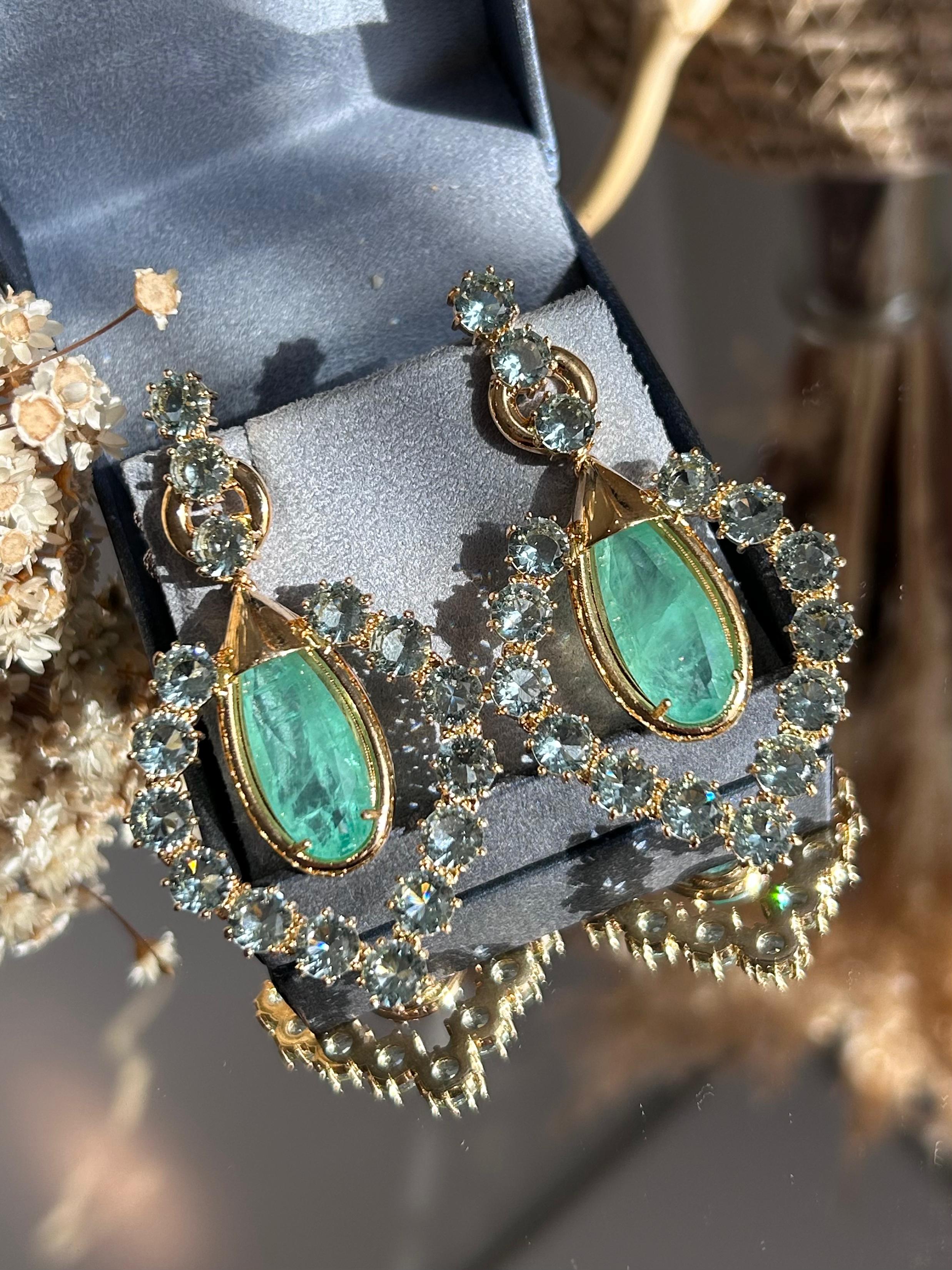 Conjunto Anel e Brinco Samia Turmalina Verde