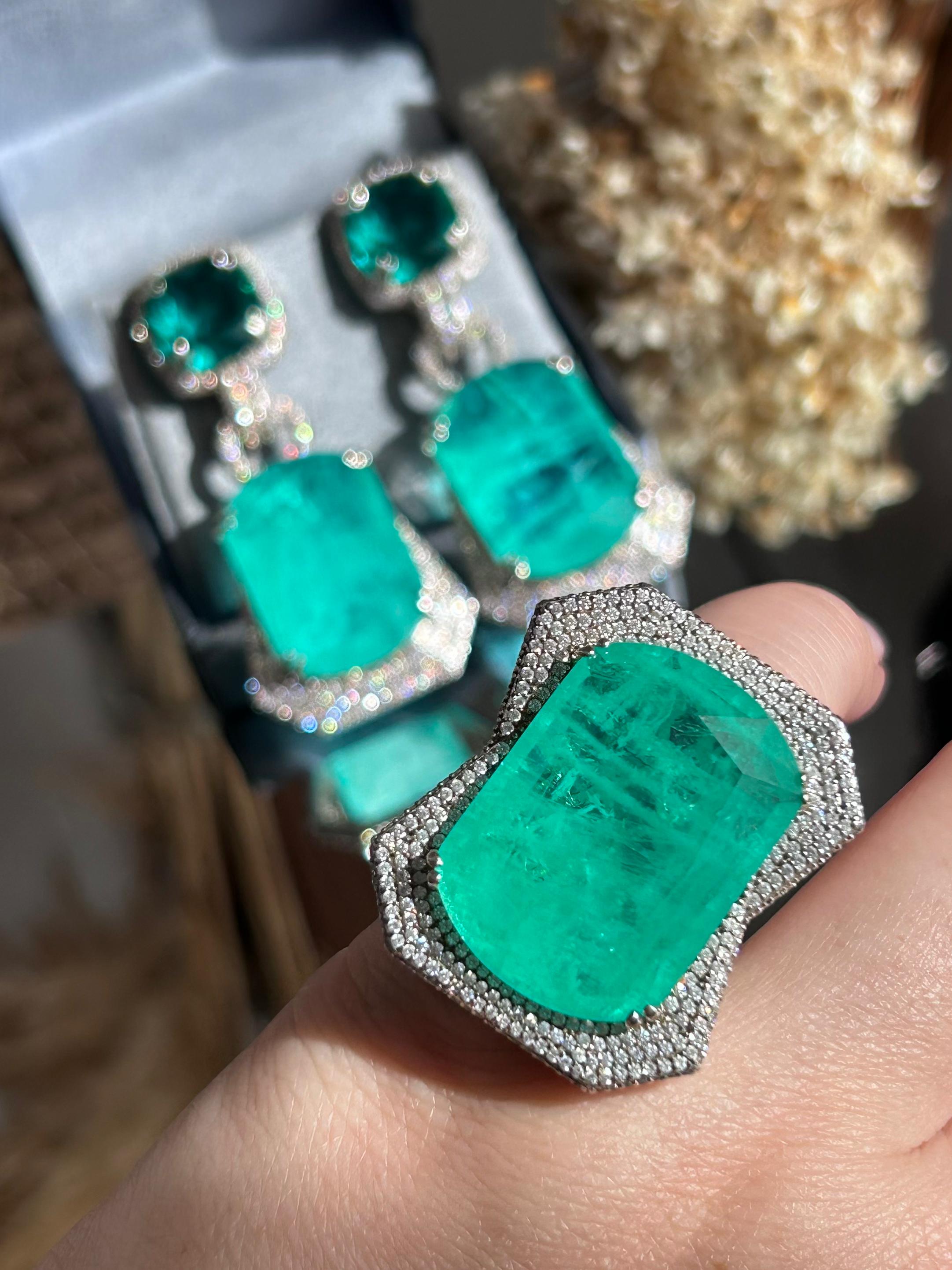 Conjunto Brinco e Anel  Luxo Turmalina