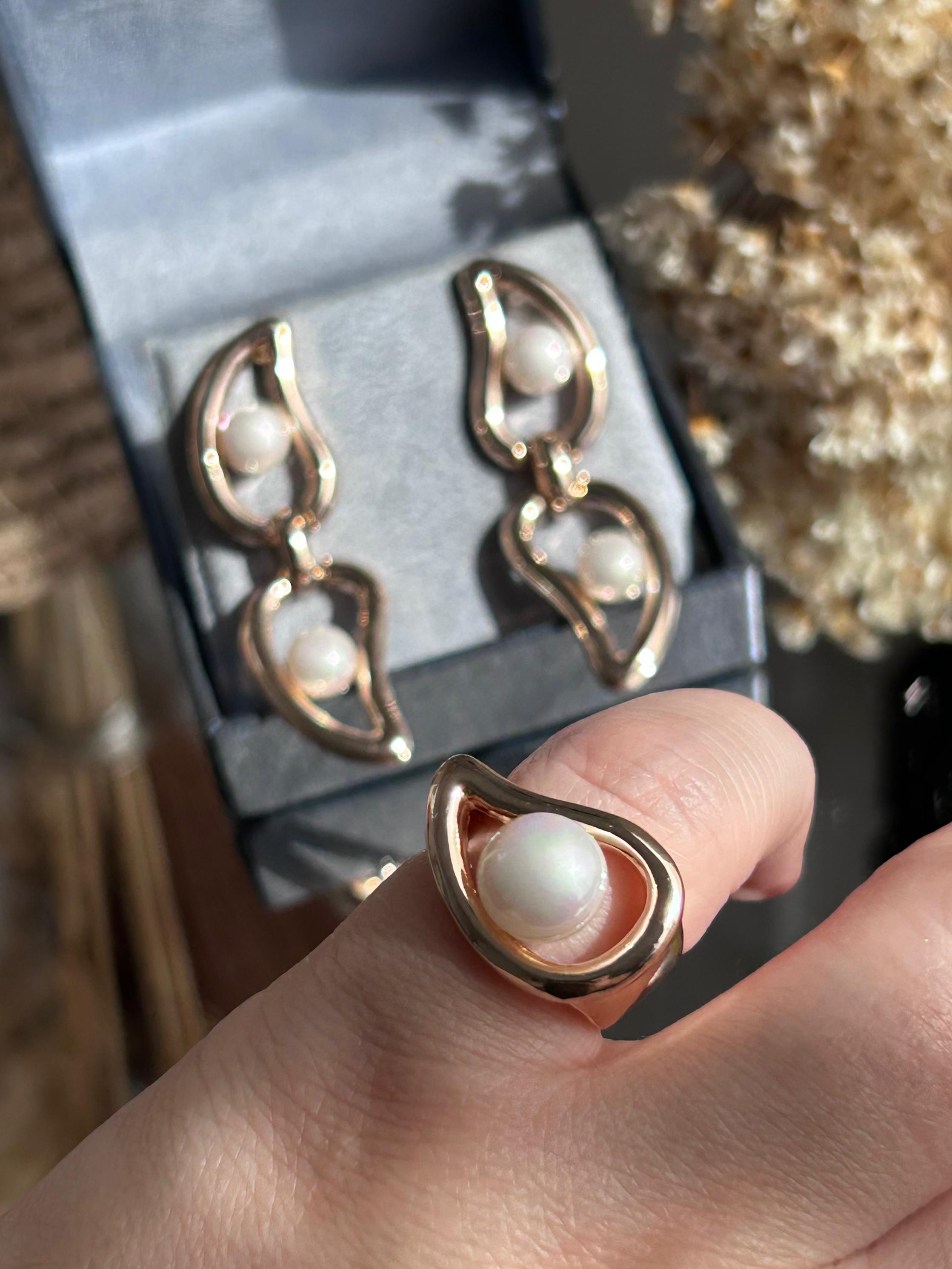 Conjunto Brinco e Anel Detalhe Pérola