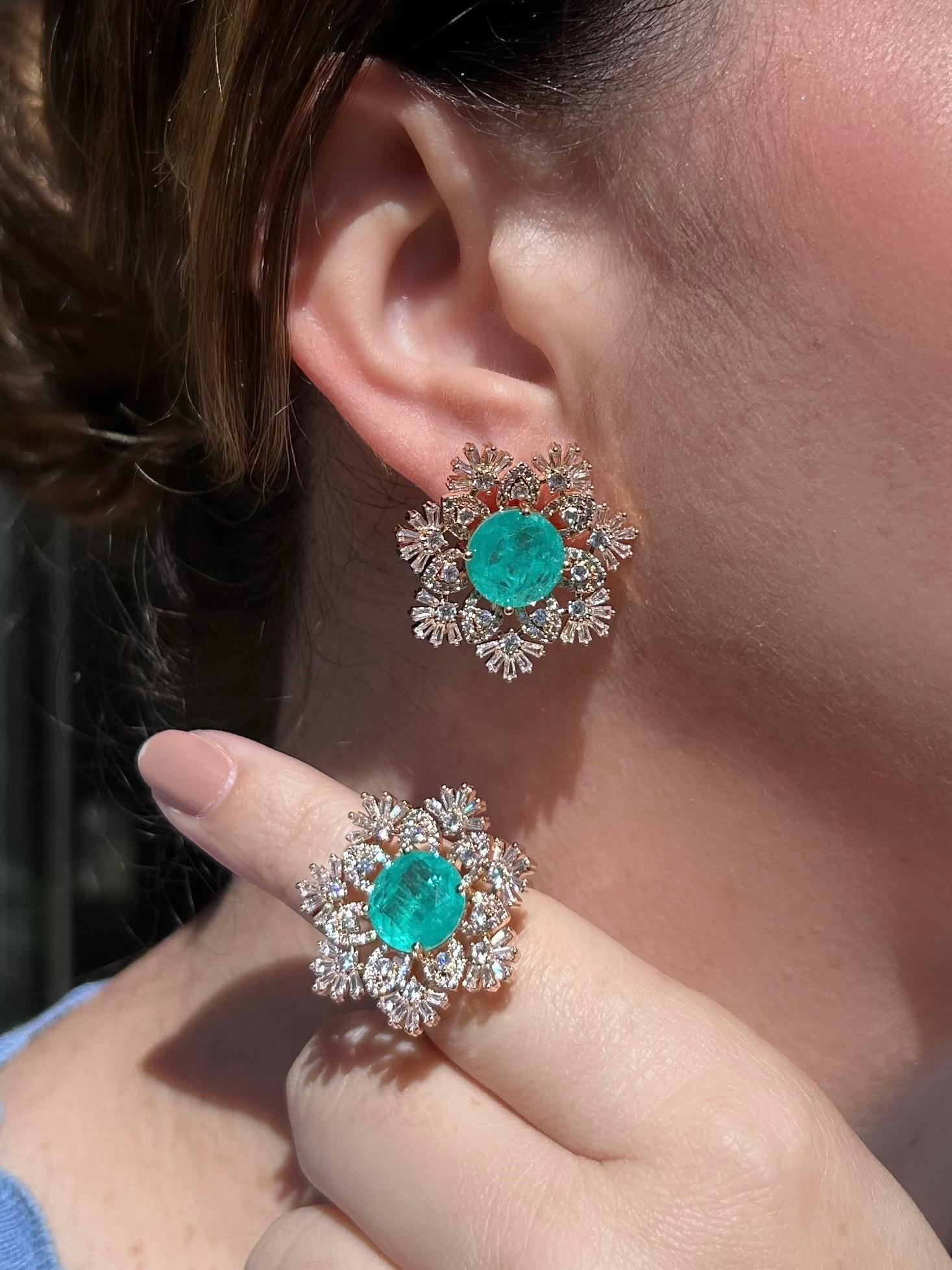 Conjunto de Brinco e Anel Miolo Turmalina