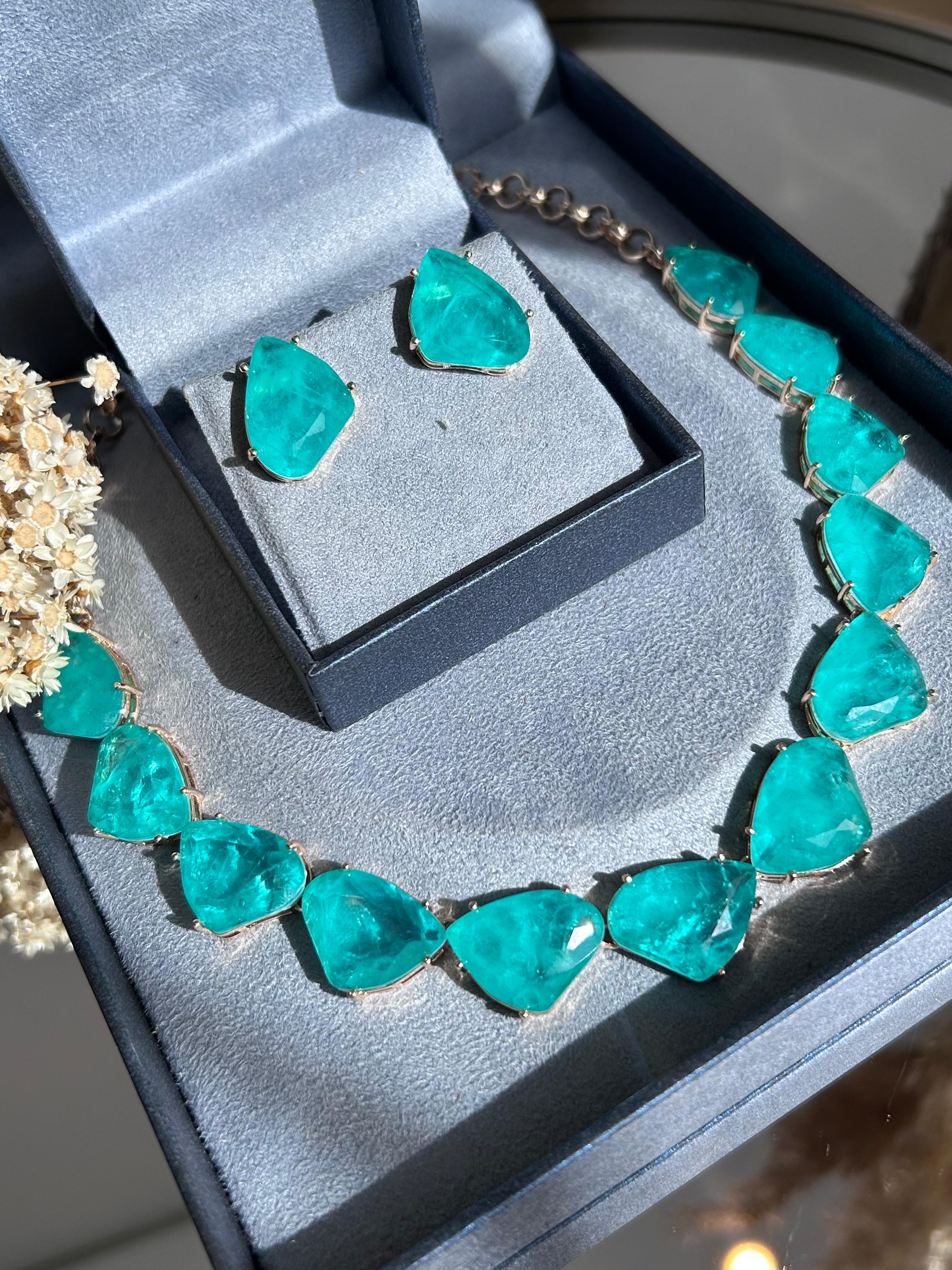 Conjunto Brinco e Colar Organico Turmalina
