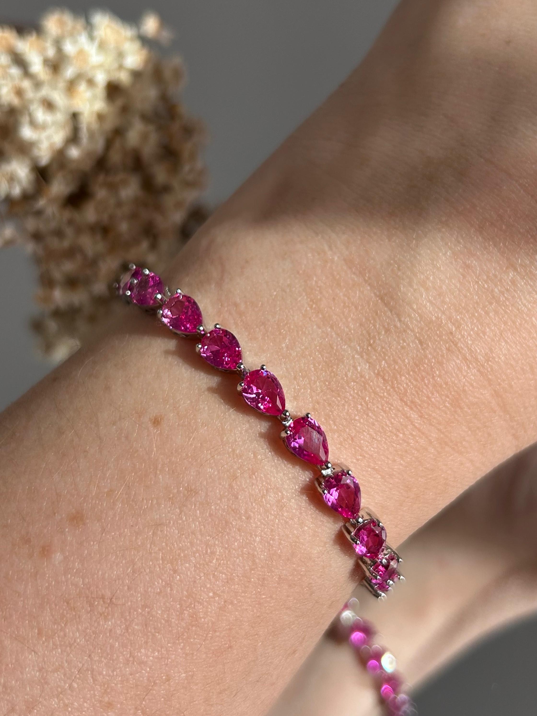 Pulseira Riviera Gotas Safira Rosa/Pink