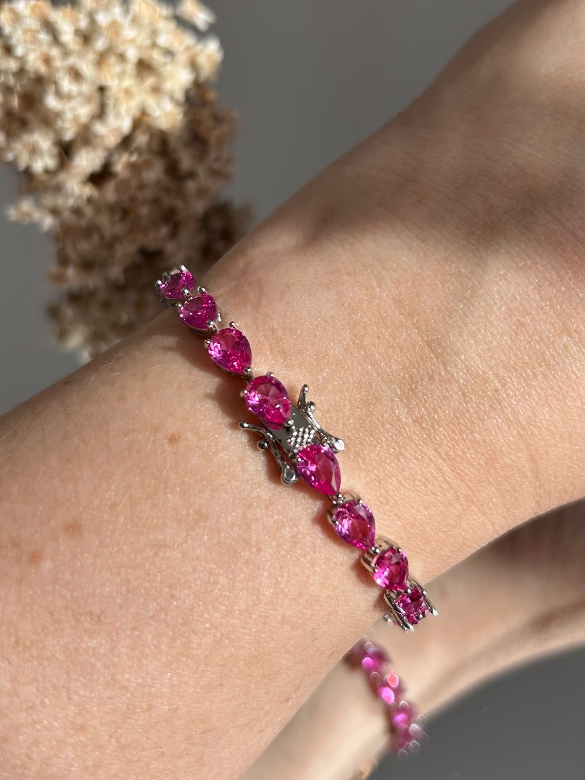 Pulseira Riviera Gotas Safira Rosa/Pink