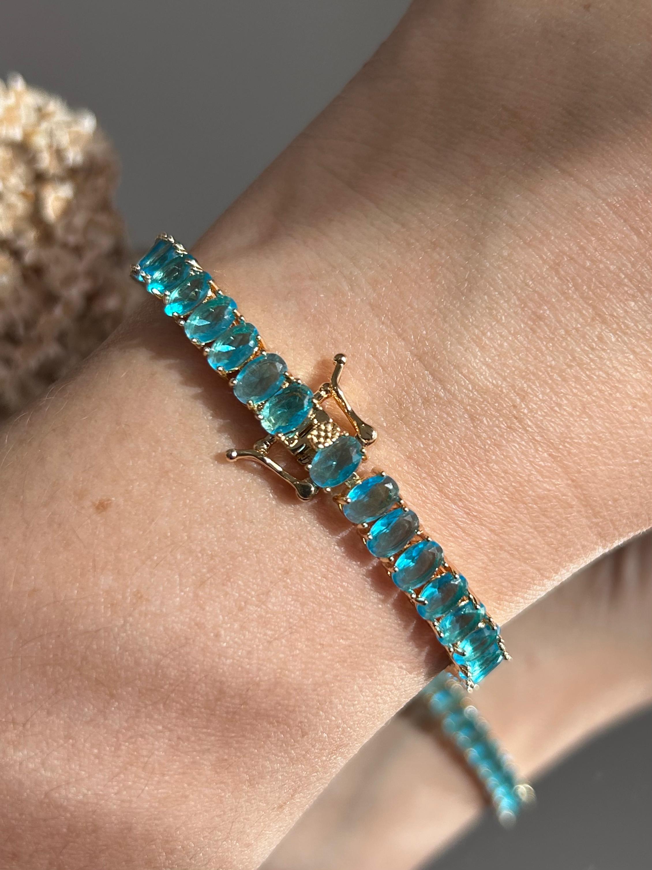 Pulseira Riviera Oval Azul Dourada