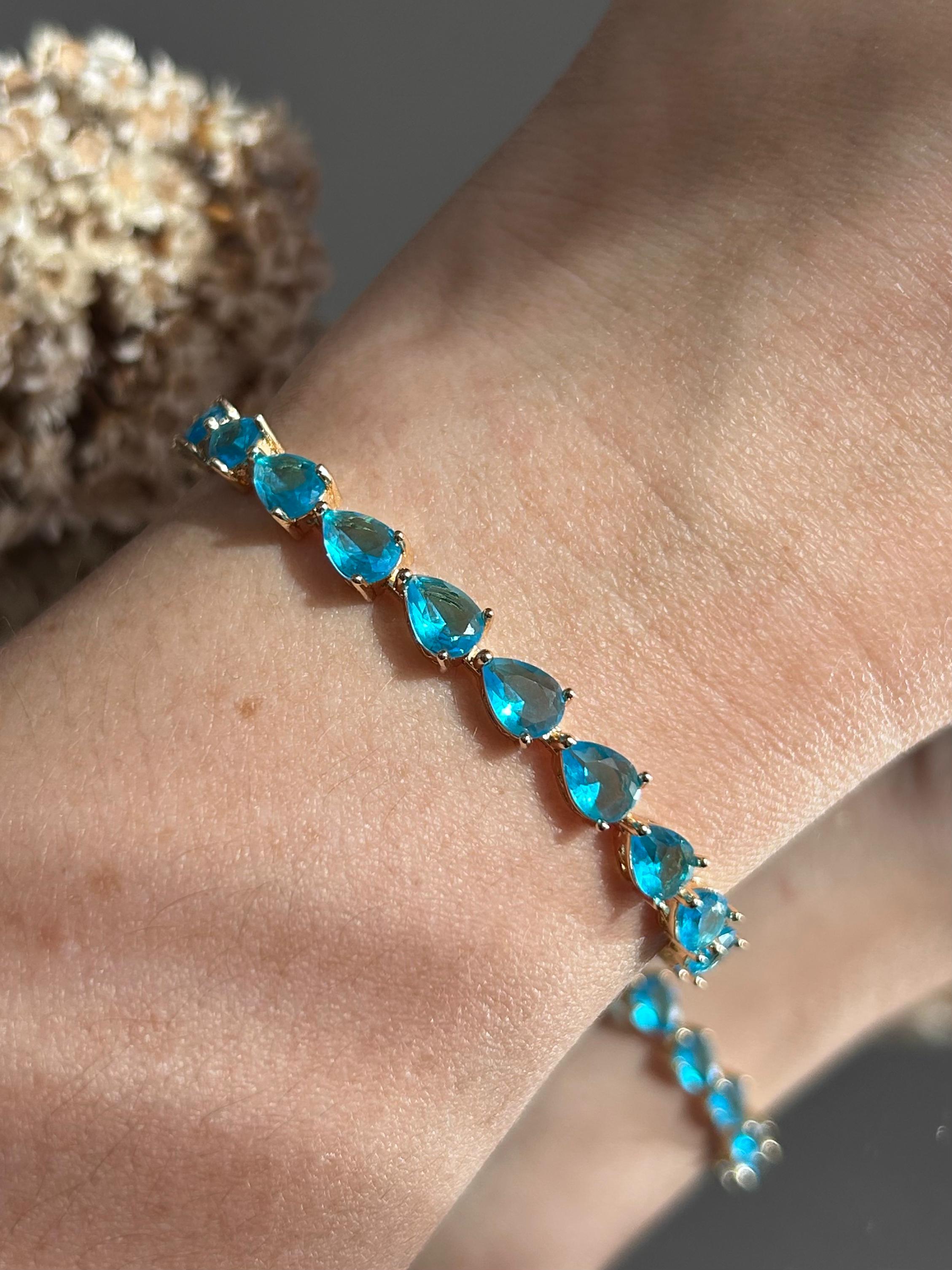 Pulseira Riviera Gotas Azul Dourado
