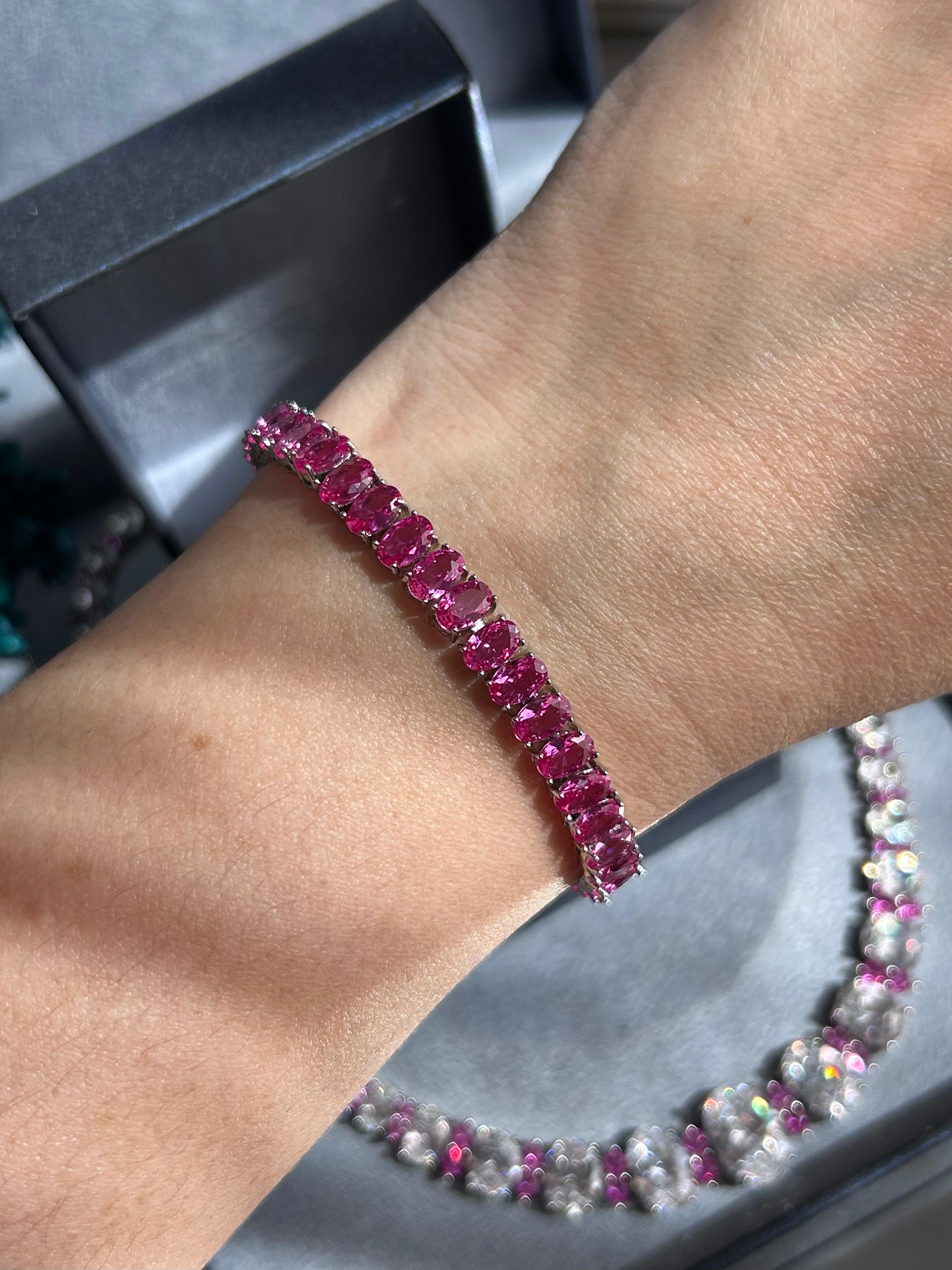 Pulseira Riviera Oval Safira Rosa/Pink