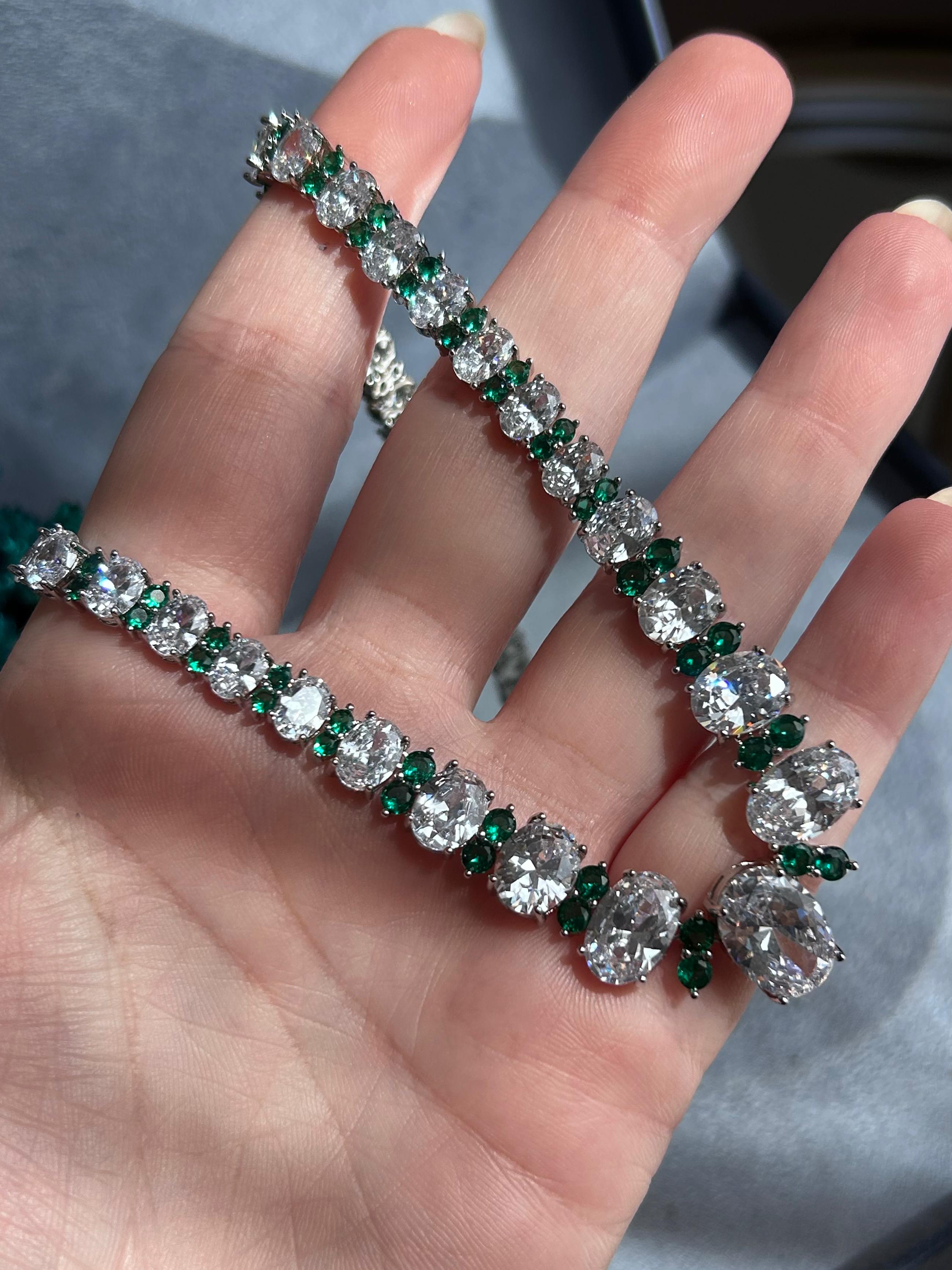 Conjunto Brinco e Colar Nathalia Verde Esmeralda