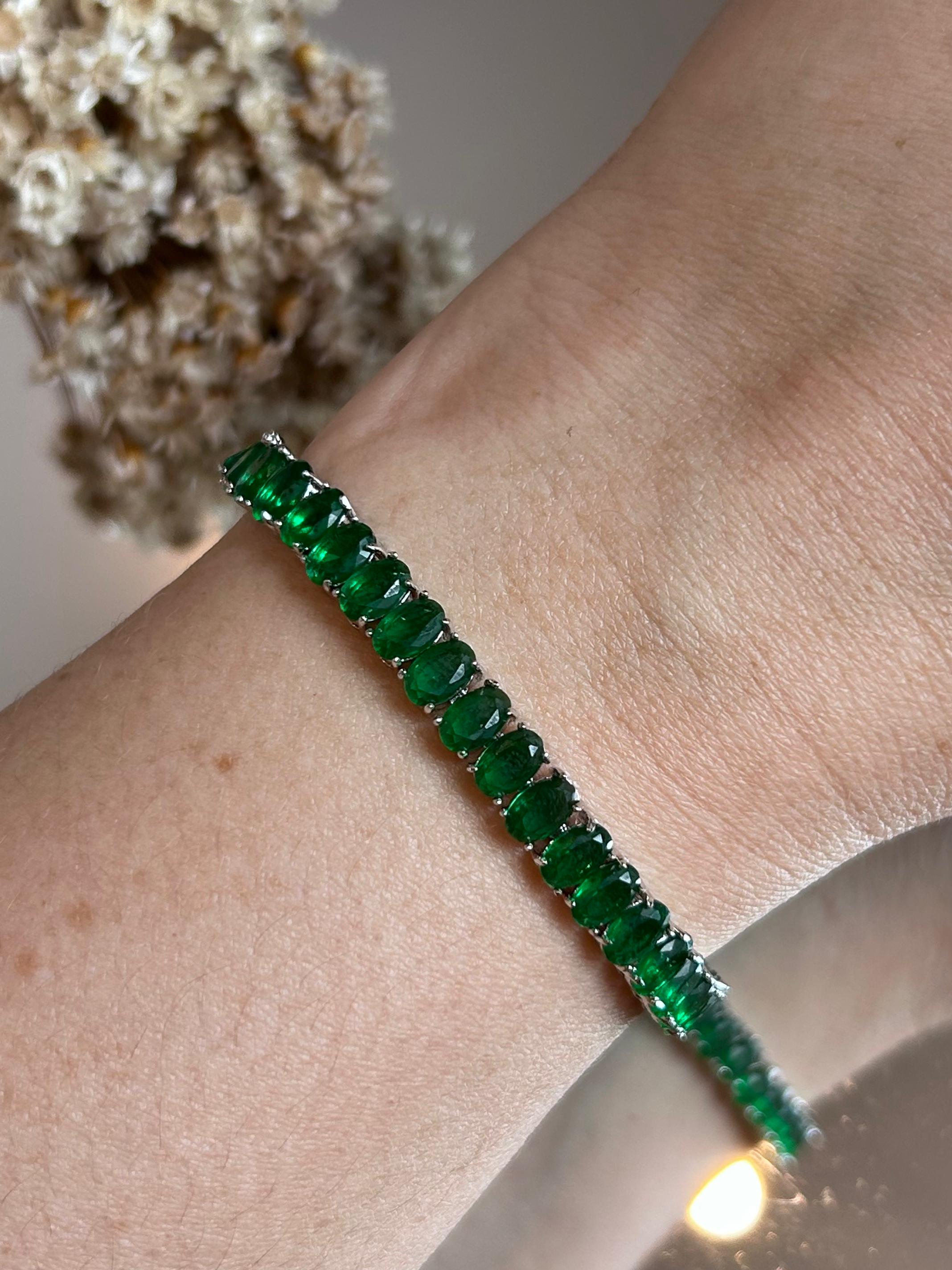 Pulseira Riviera Oval Verde Esmeralda