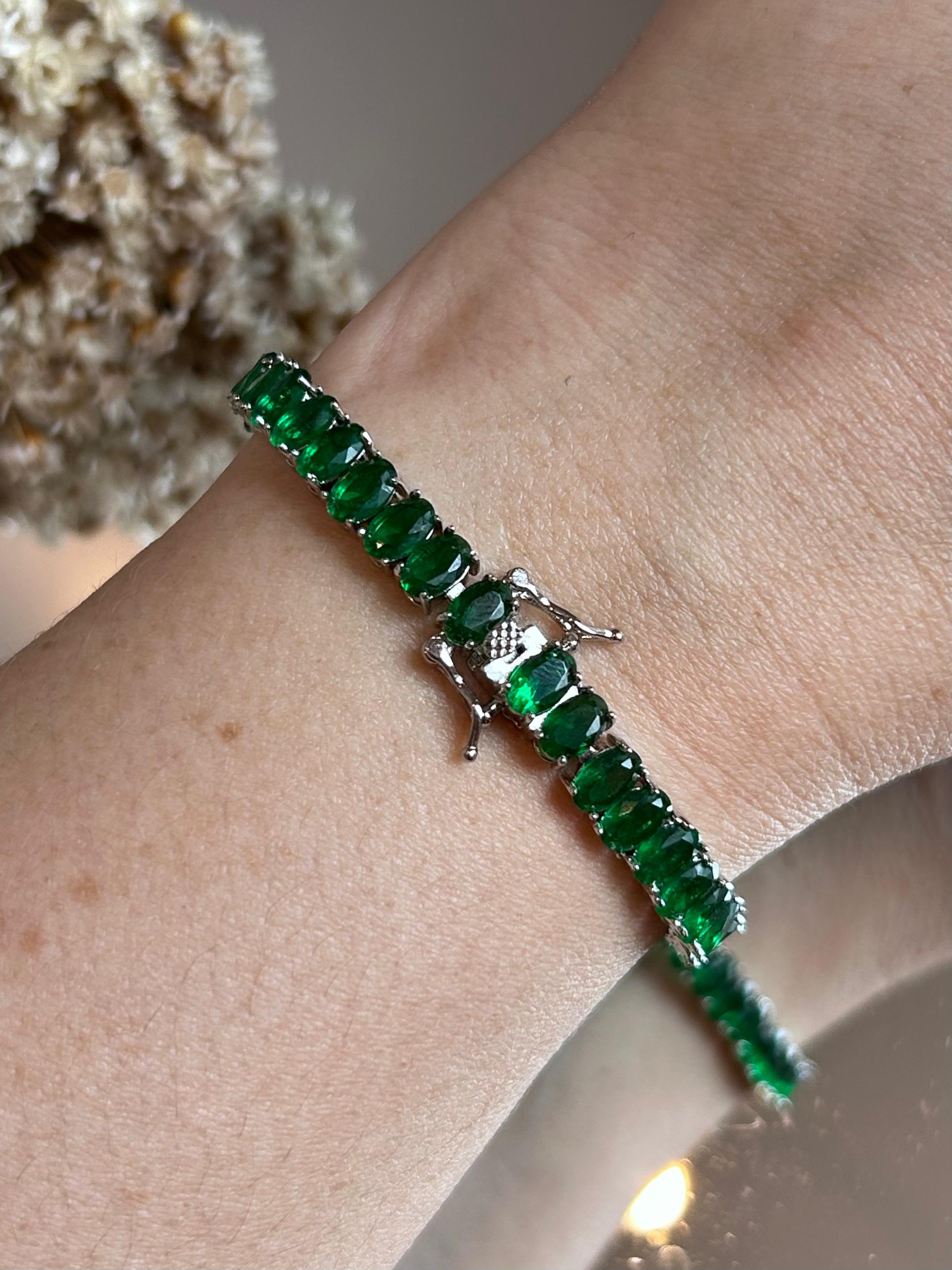 Pulseira Riviera Oval Verde Esmeralda