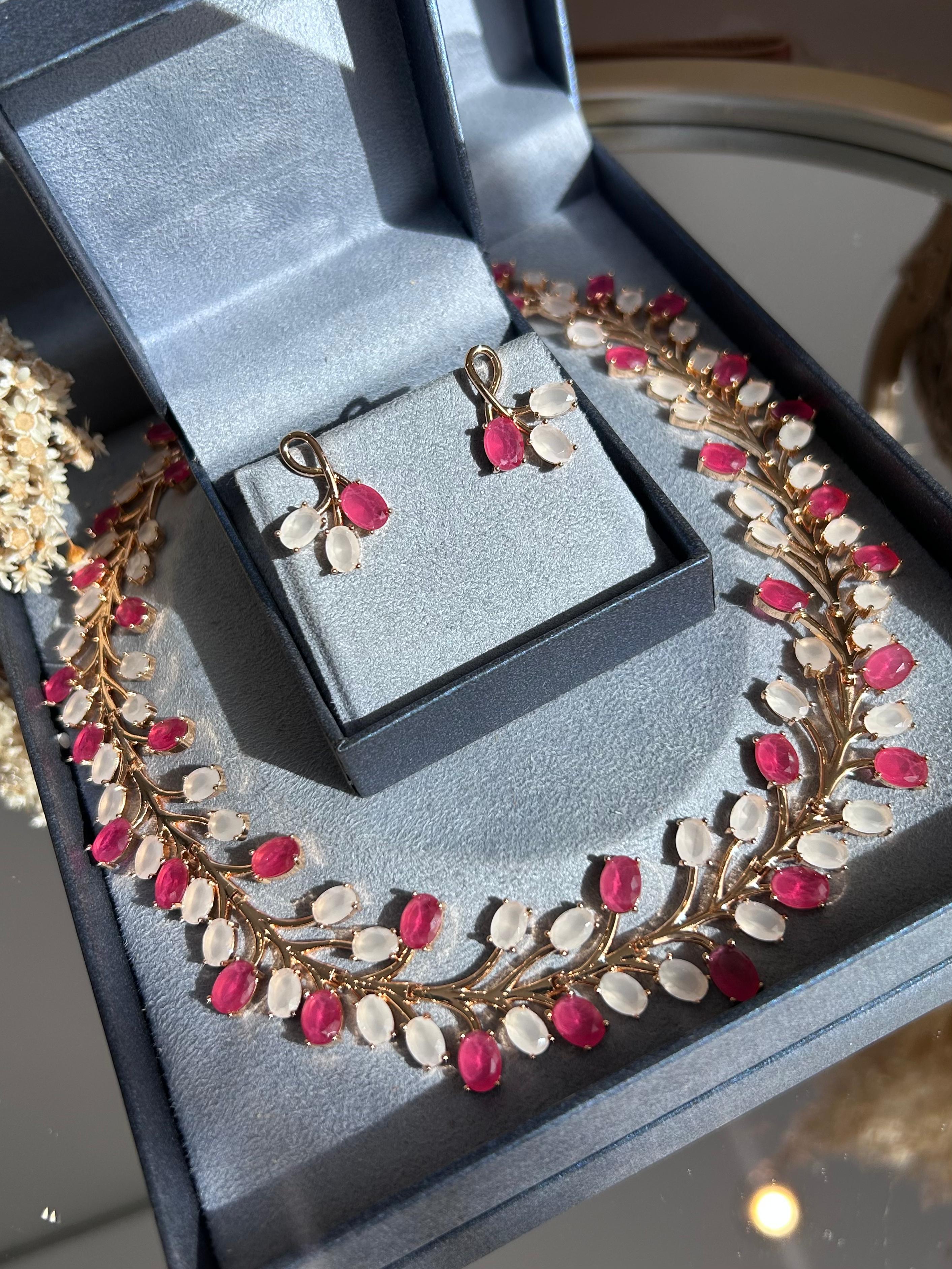 Conjunto Brinco e Colar Ramos Rose