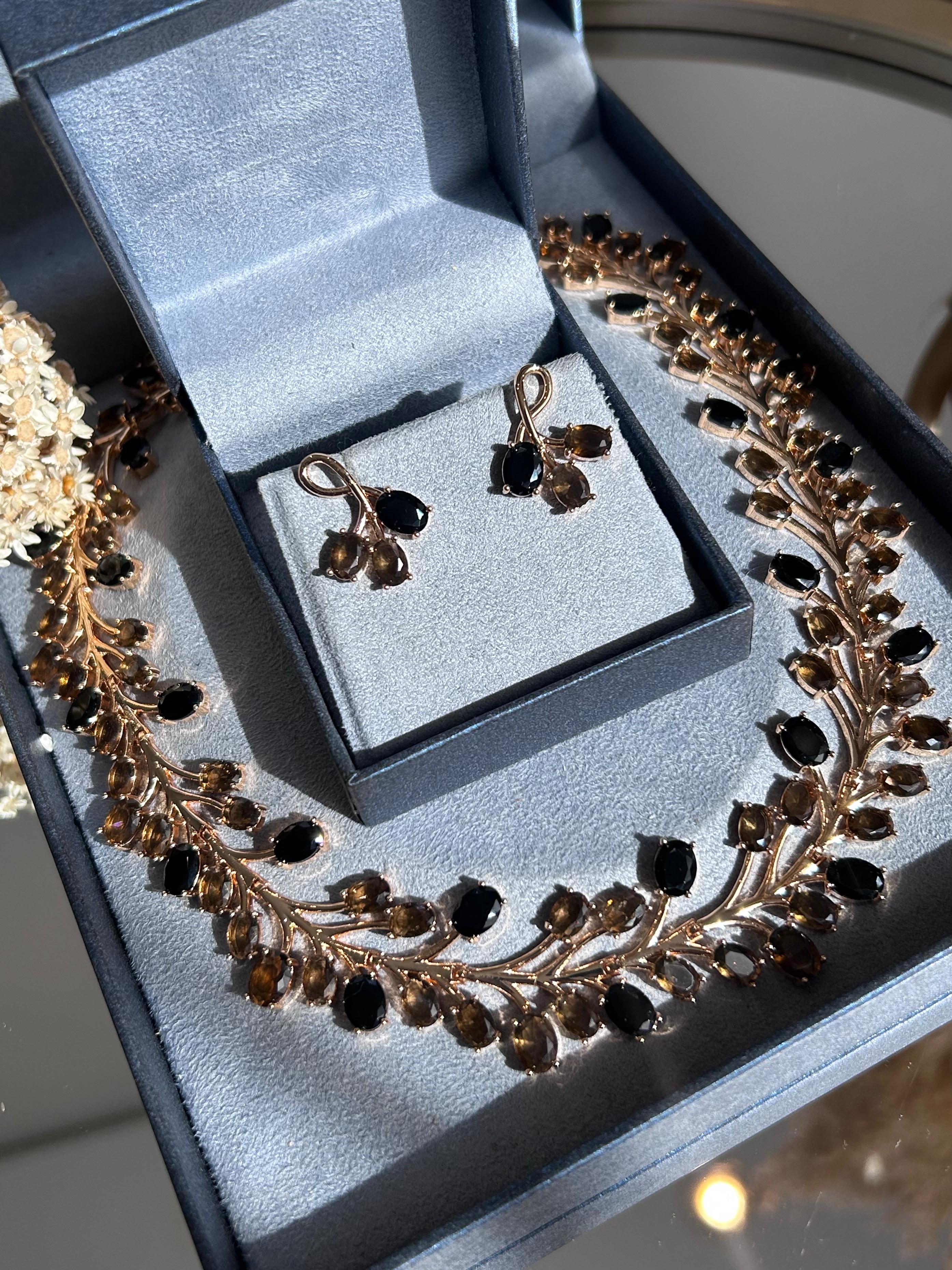Conjunto Brinco e Colar Ramos Mocha Mousse