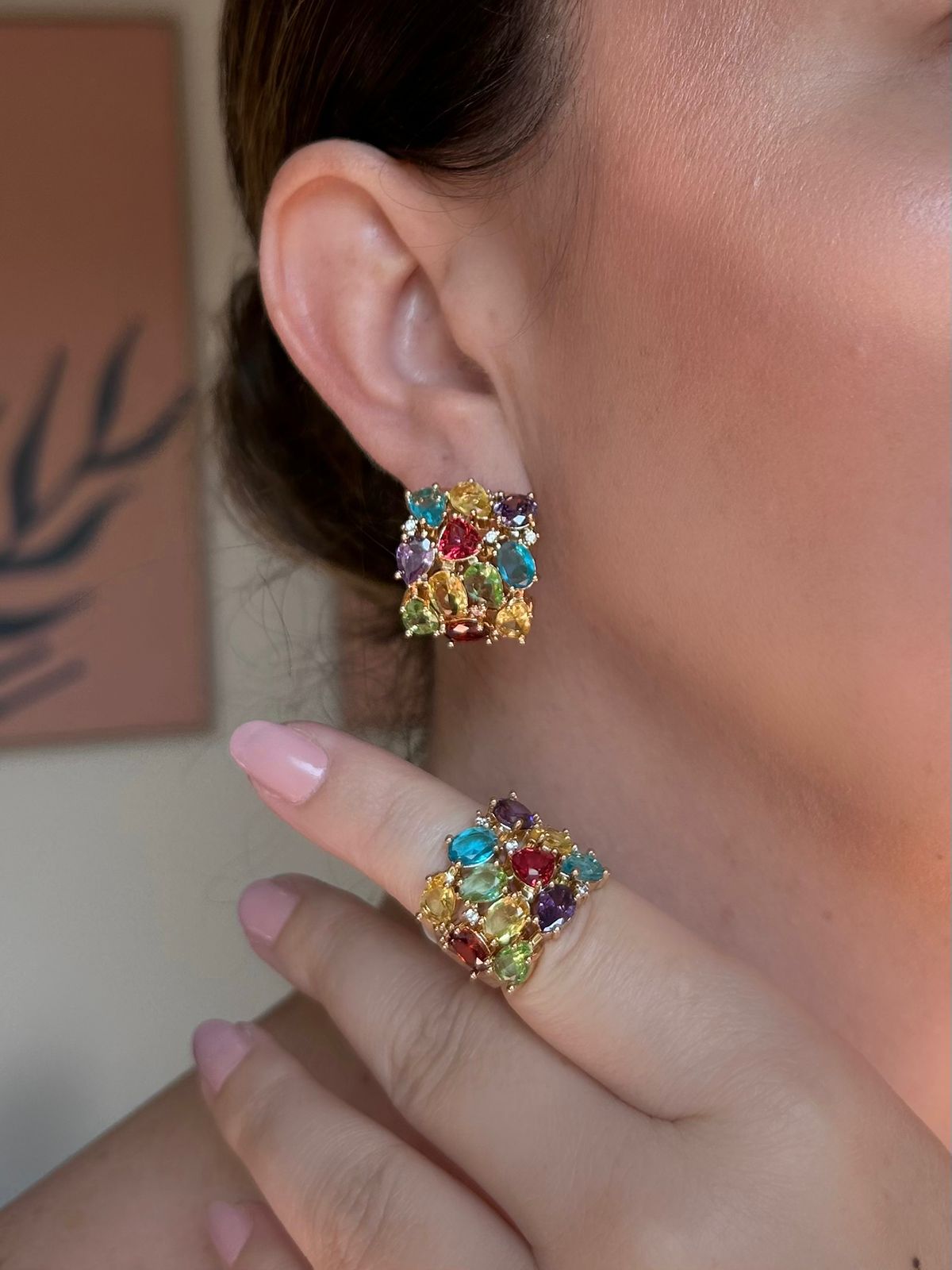 Conjunto de Brinco e Anel Colors