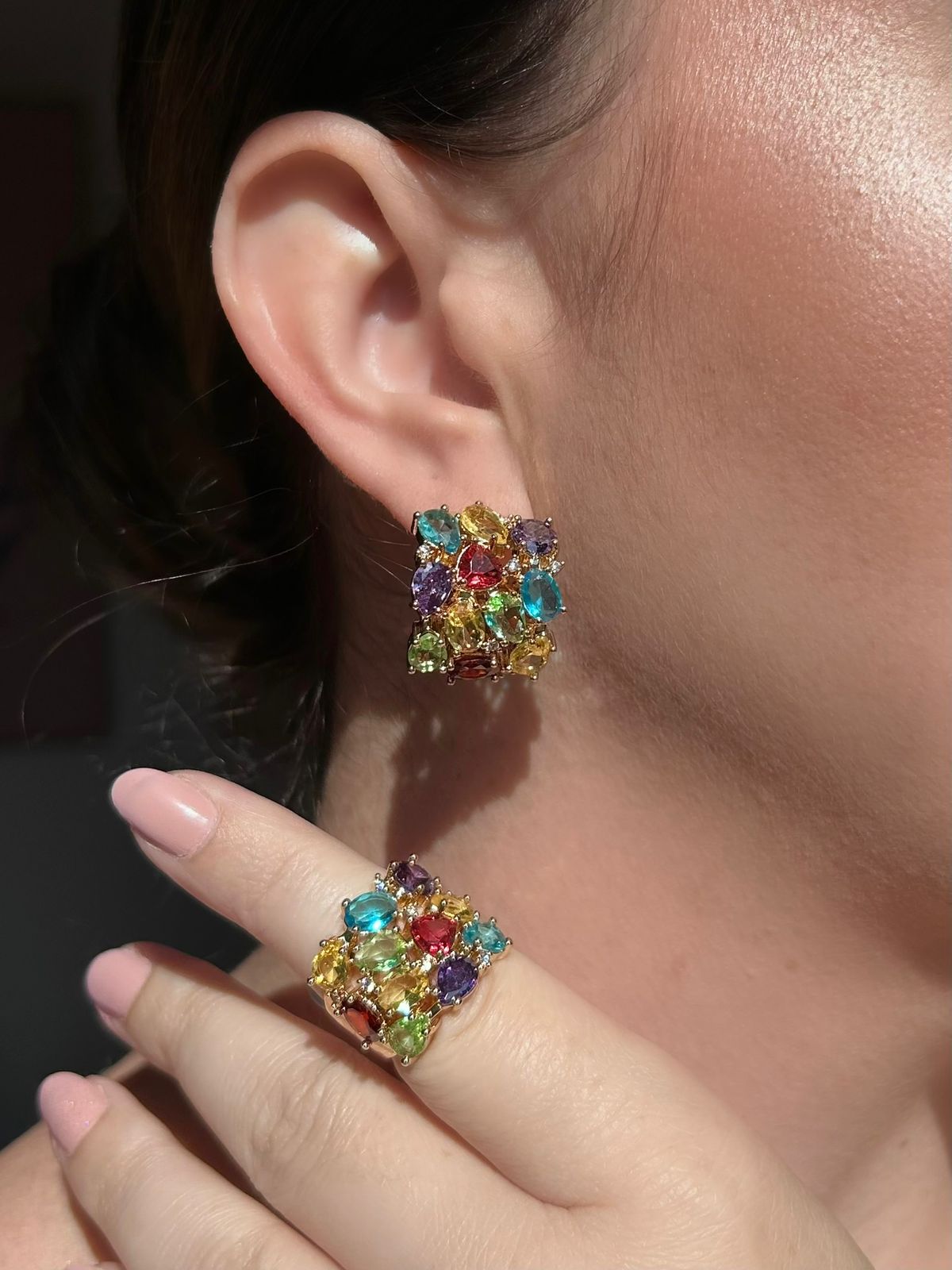 Conjunto de Brinco e Anel Colors
