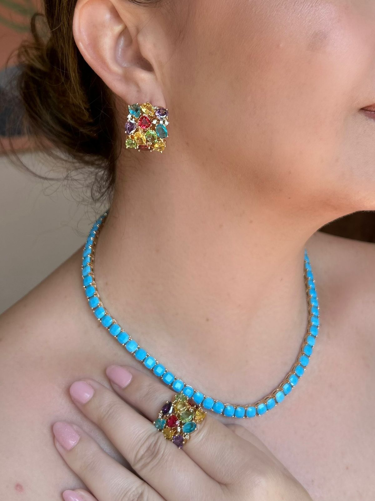 Conjunto de Brinco e Anel Colors