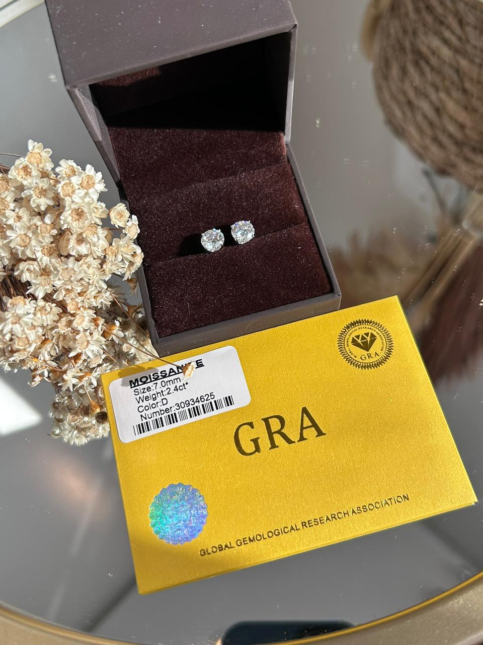 Brinco Glam Moissanite Solitário 7.0mm 2.4CT