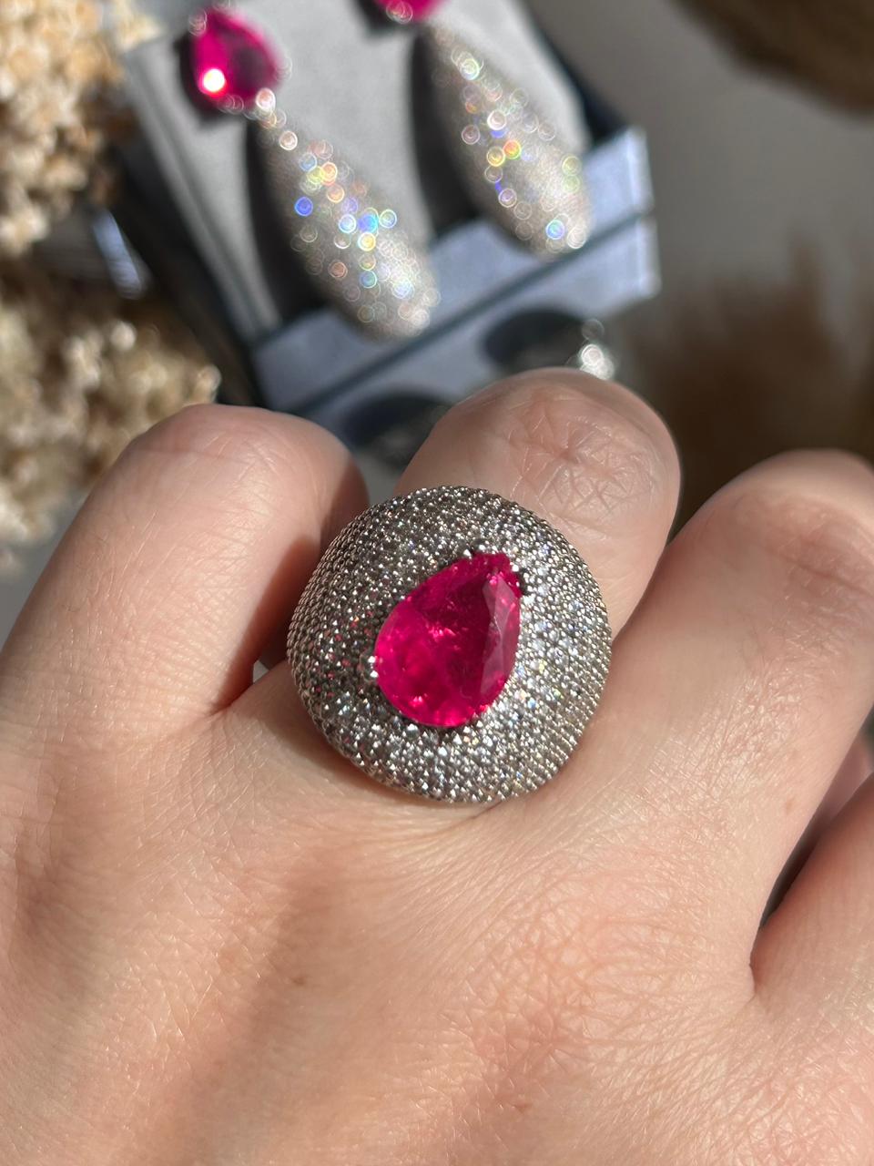 Anel Abaulado Pink Cravejado