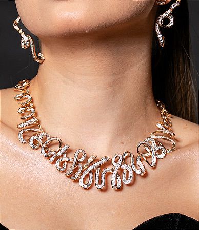 Conjunto Brinco e Colar Magnific Dourado