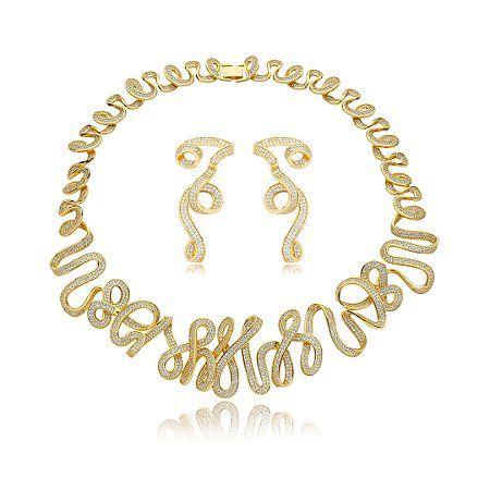 Conjunto Brinco e Colar Magnific Dourado