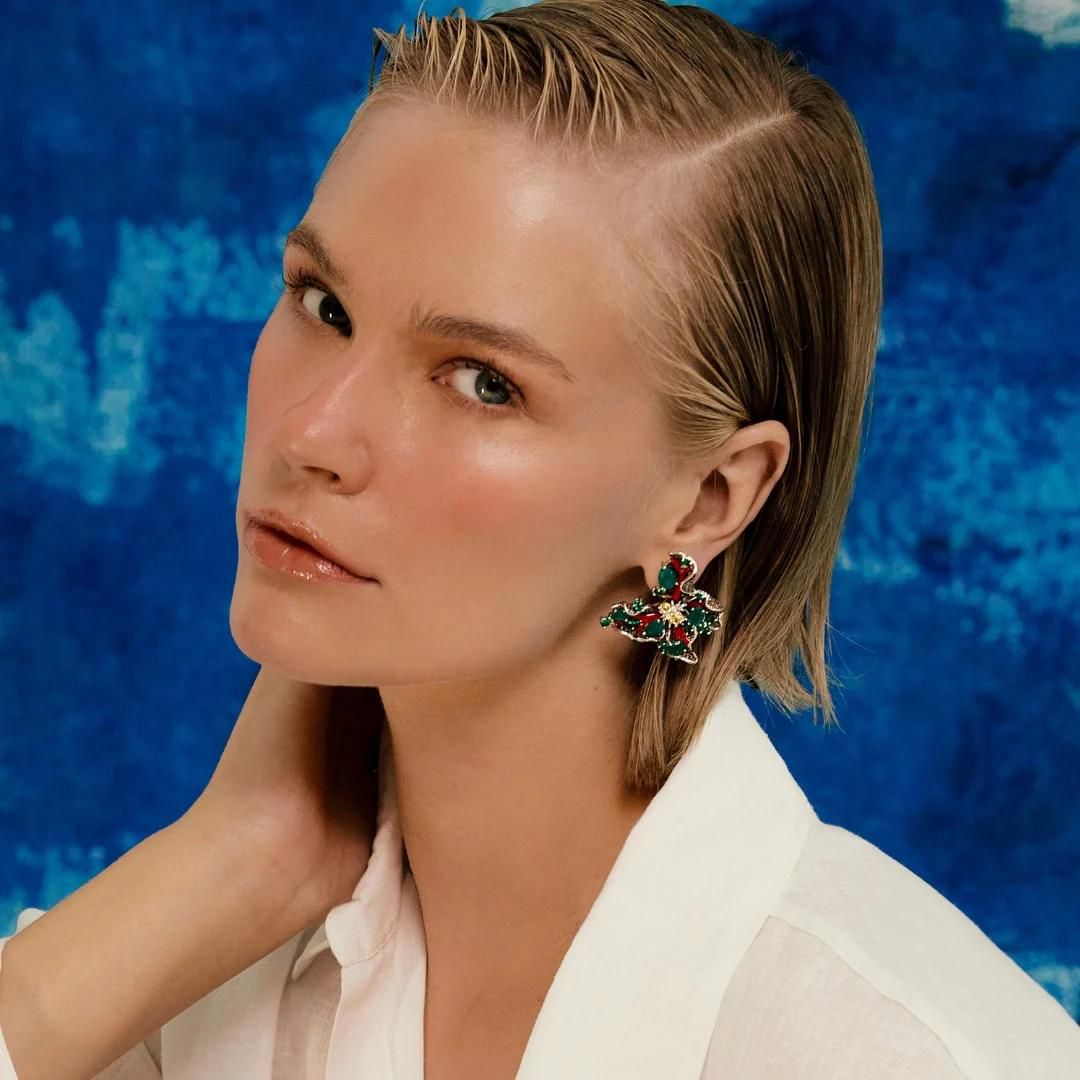 Conjunto Brinco e Anel Borboleta Verde Esmeralda