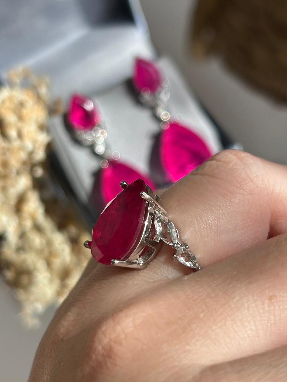 Anel Maxi Gota com Detalhes Pink Fusion