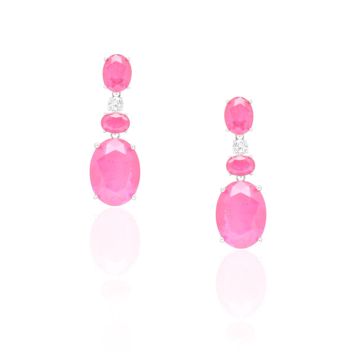 Brinco Pedras Ovais Pink
