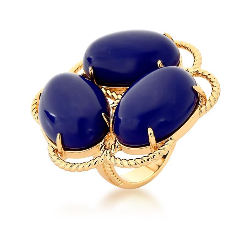 Anel Três Pedras Lápis Lazuli