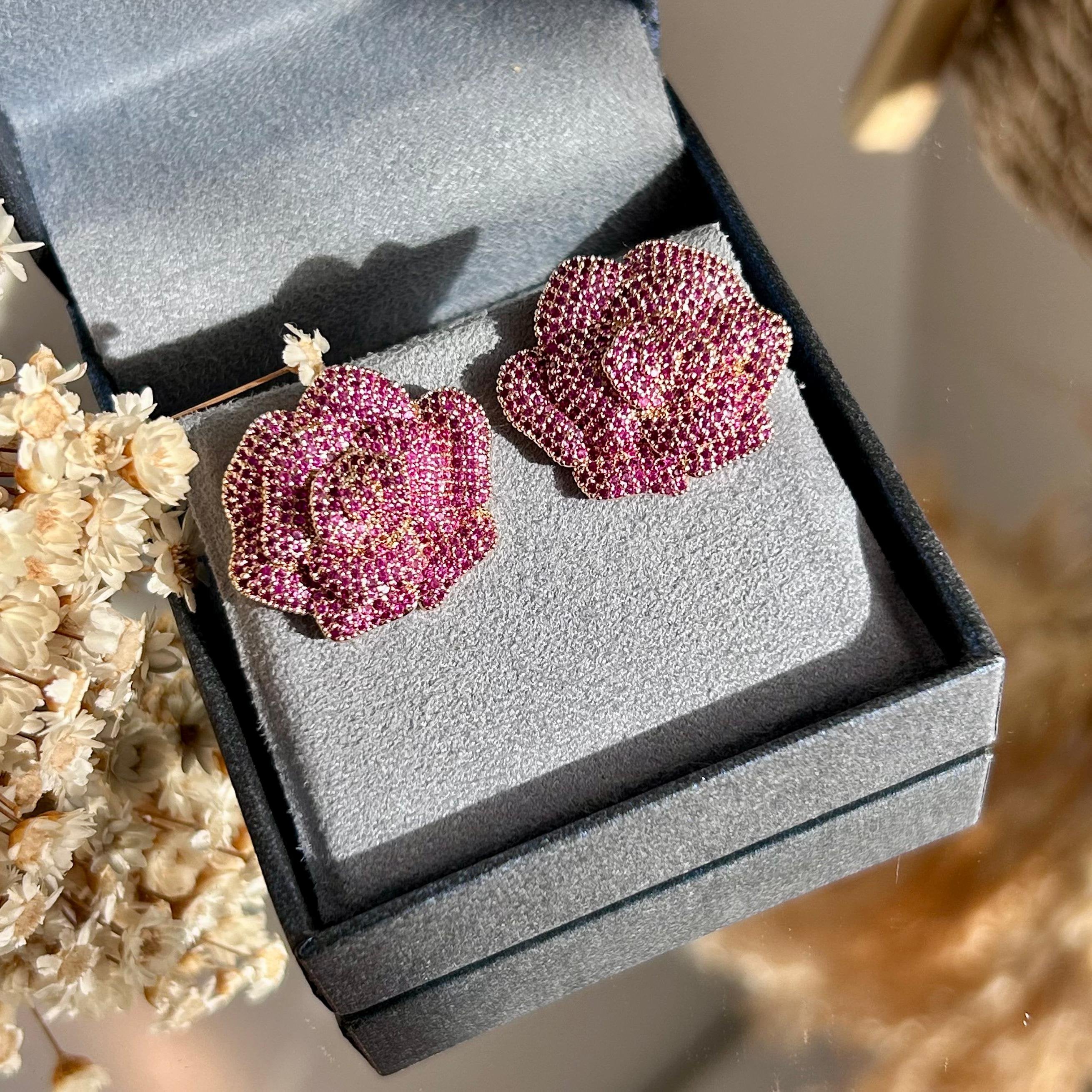 Conjunto Brinco e Anel Rose Pink