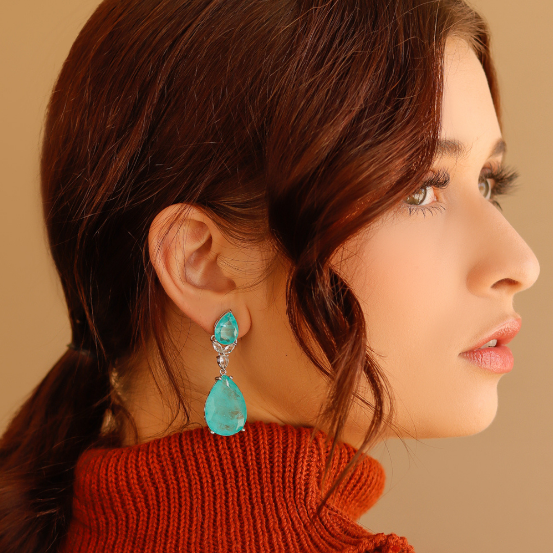 Brinco Maxi Gota com Detalhes Turmalina