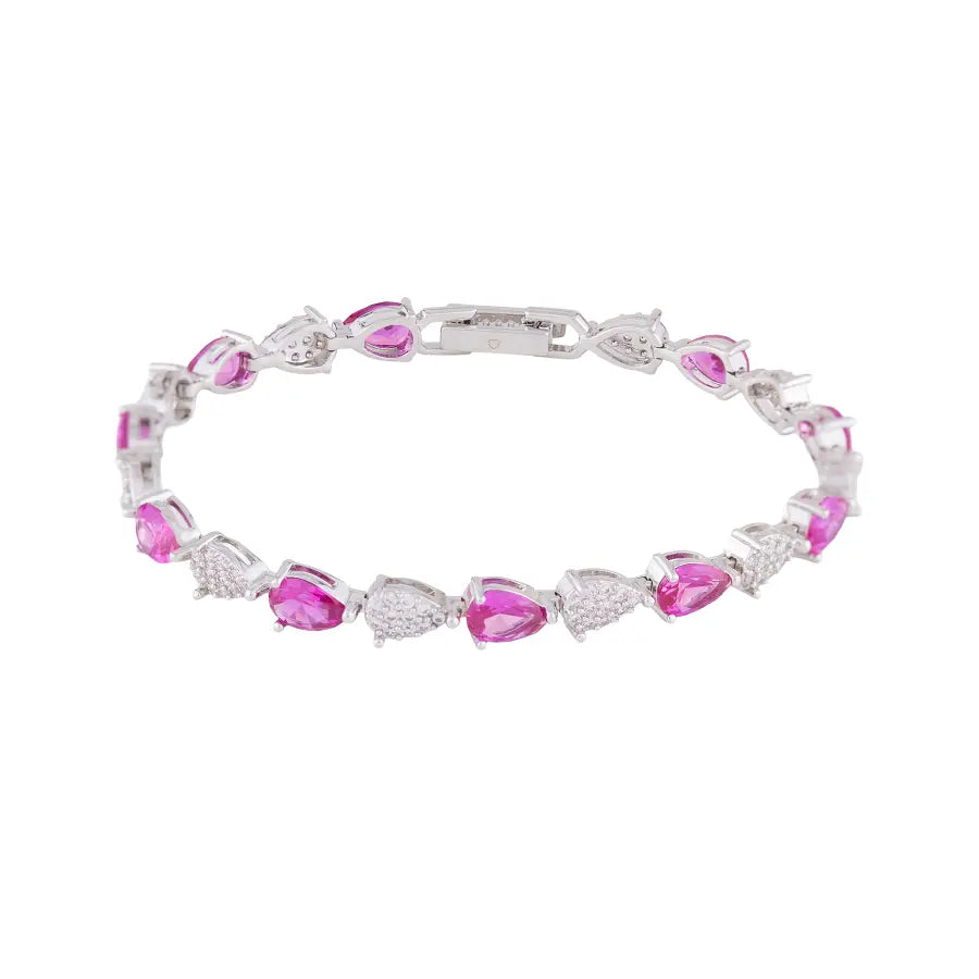 Pulseira Riviera Gotas Mesclada Safira Rosa/Pink