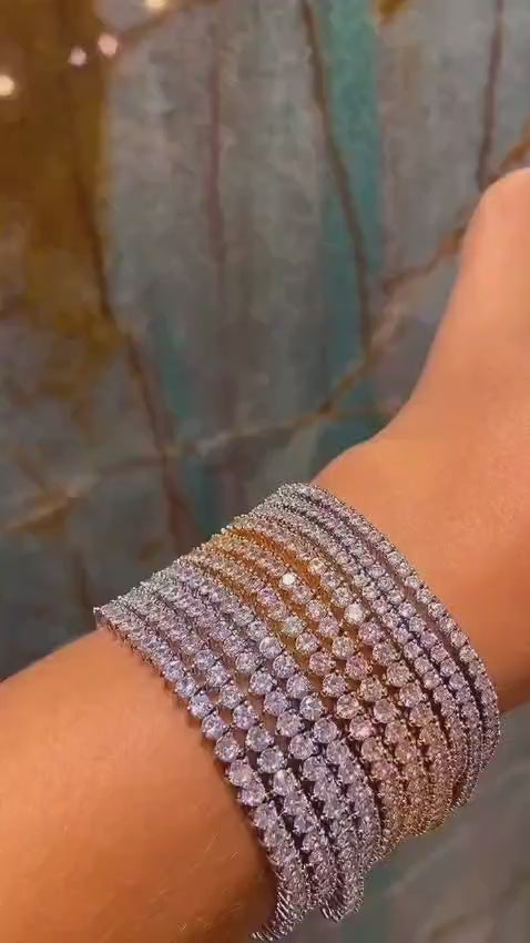 Pulseira Riviera 3Garras 3mm Dourada