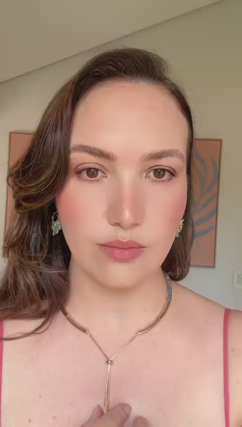Colar Aro Cravejado Azul Safira Dourado