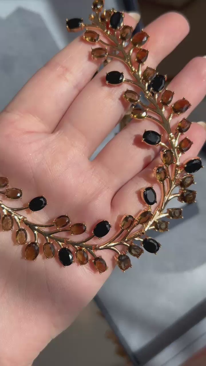 Conjunto Brinco e Colar Ramos Mocha Mousse
