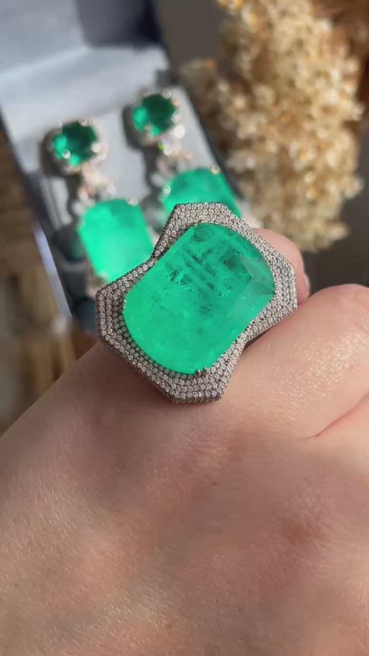 Conjunto Brinco e Anel  Luxo Turmalina