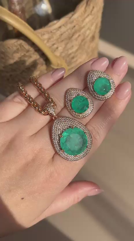 Conjunto Brinco e Colar Maxi Turmalina