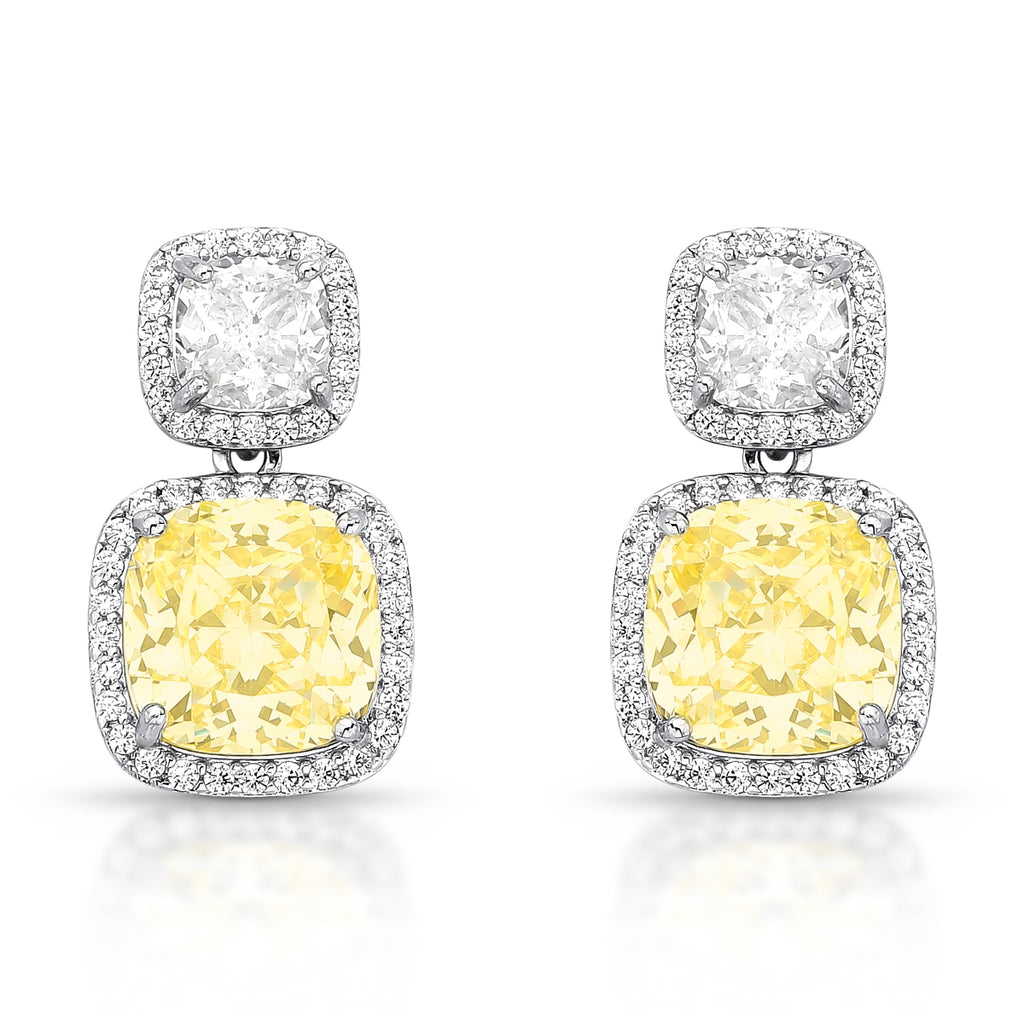Brinco Duplo Square Fancy Yellow