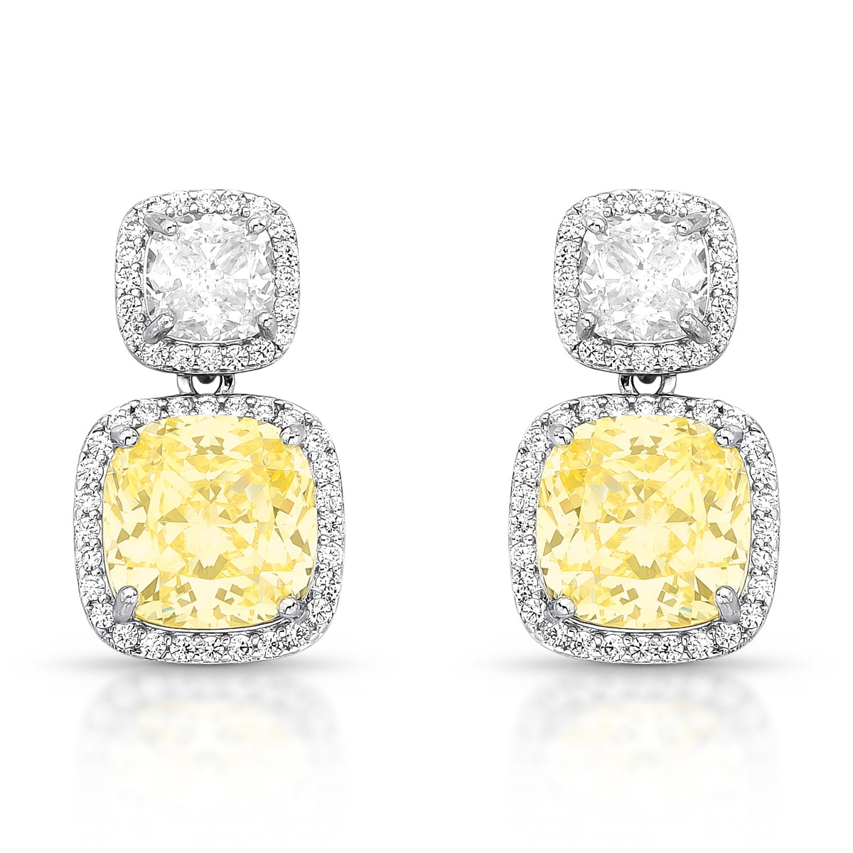 Brinco Duplo Square Fancy Yellow