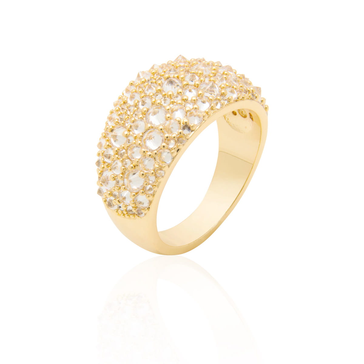 Anel Multicravejado Dourado