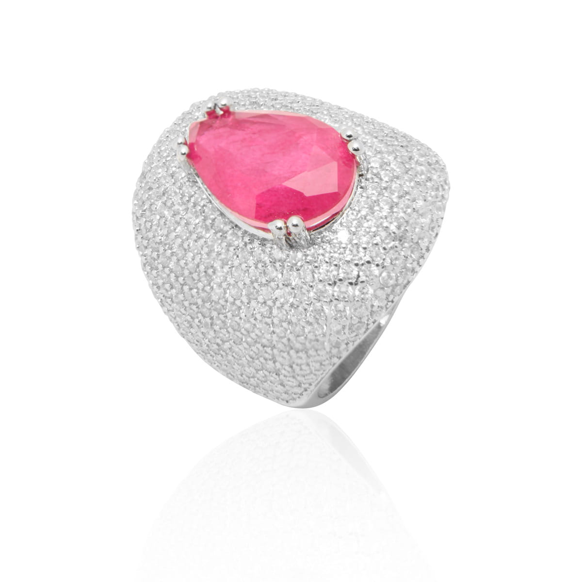 Anel Abaulado Pink Cravejado