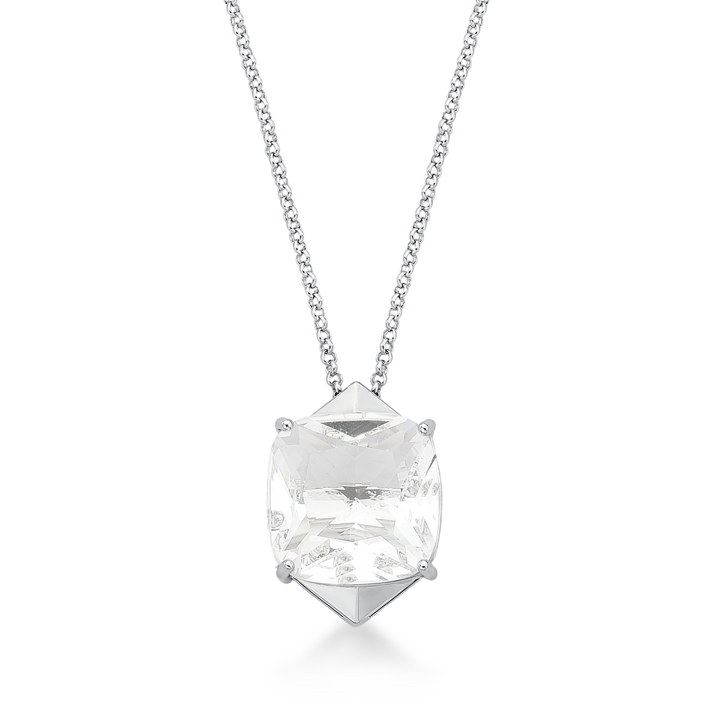 Colar Longo Pingente Cristal Quadrado