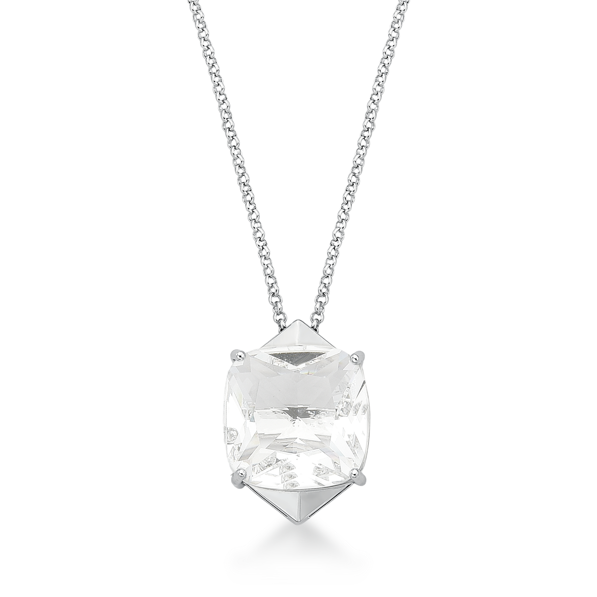 Colar Longo Pingente Cristal Quadrado