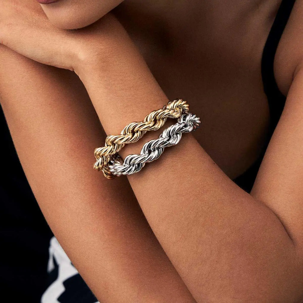 Pulseira Cordão Baiano Liso 14mm Prateada